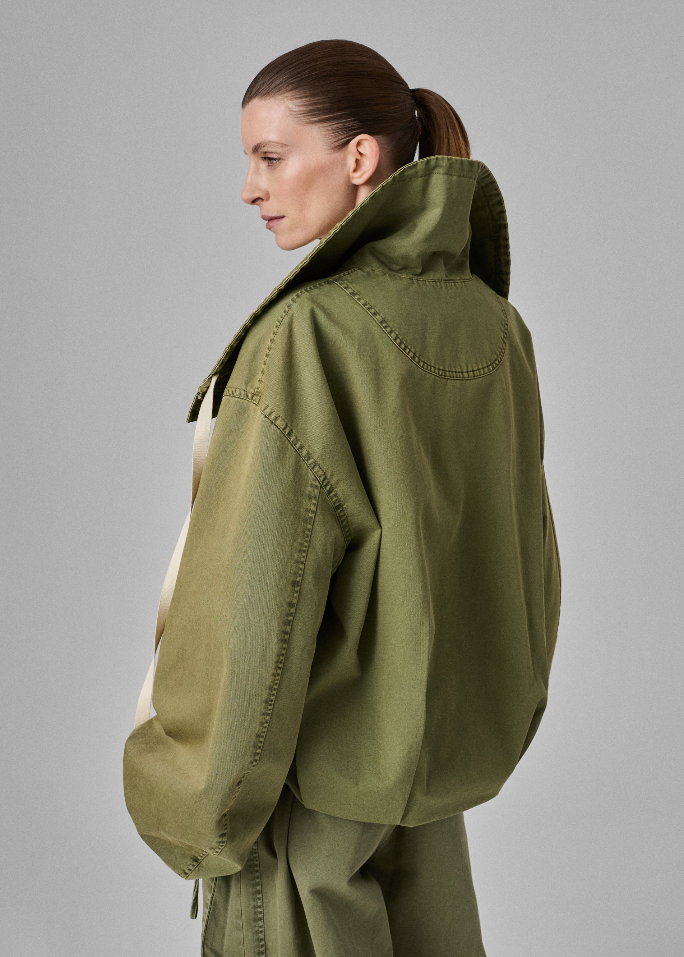 Rolled Collar Jacket - Army Green