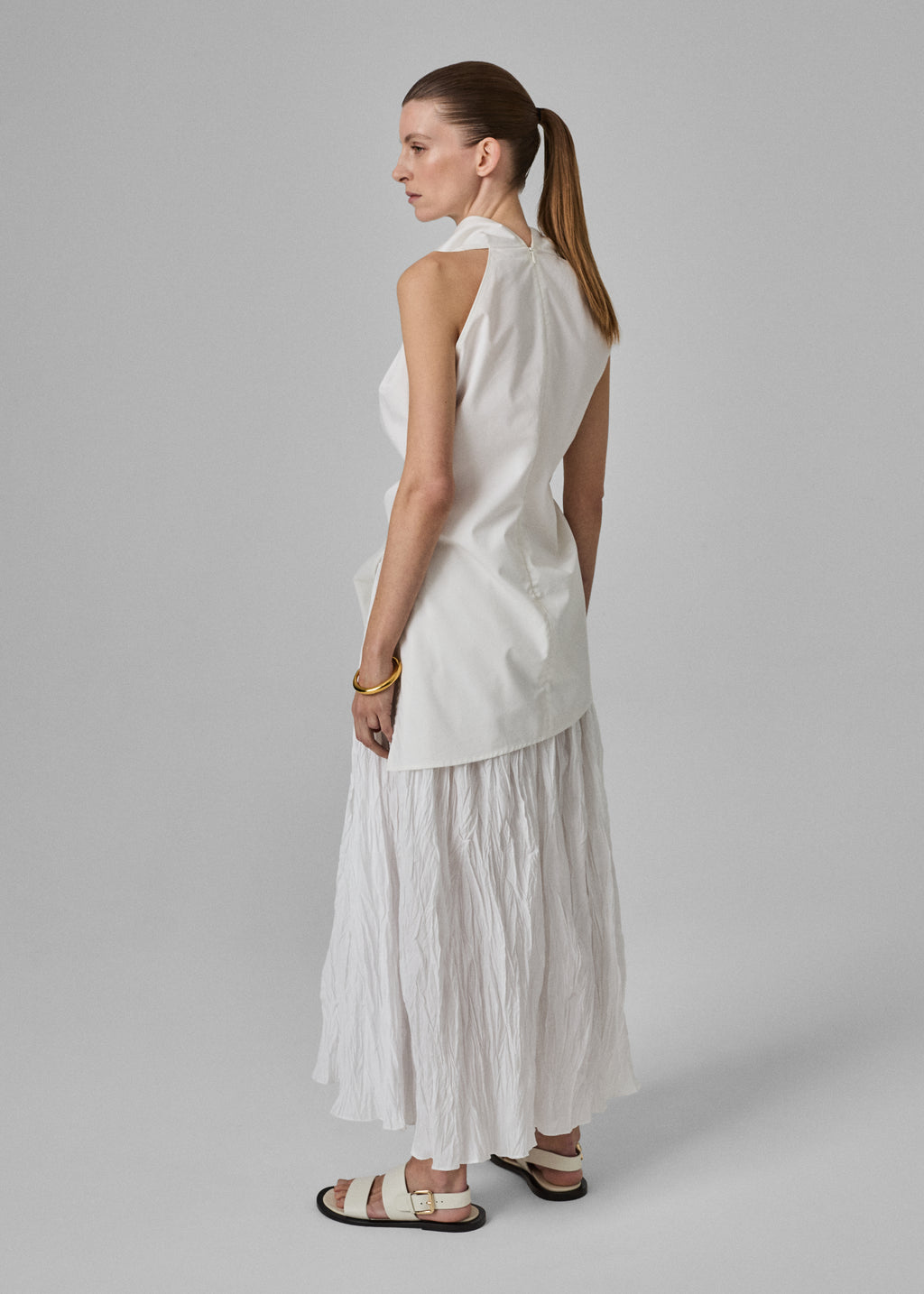 Plissé Skirt in Crinkled Cotton - Optic White - CO