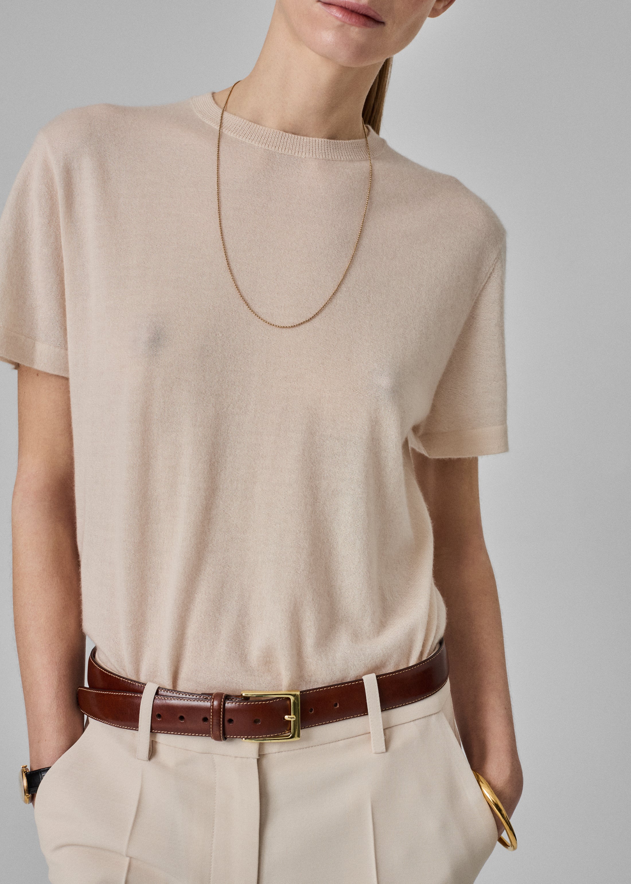 Relaxed Tee in Fine Cashmere - Whisper Pink