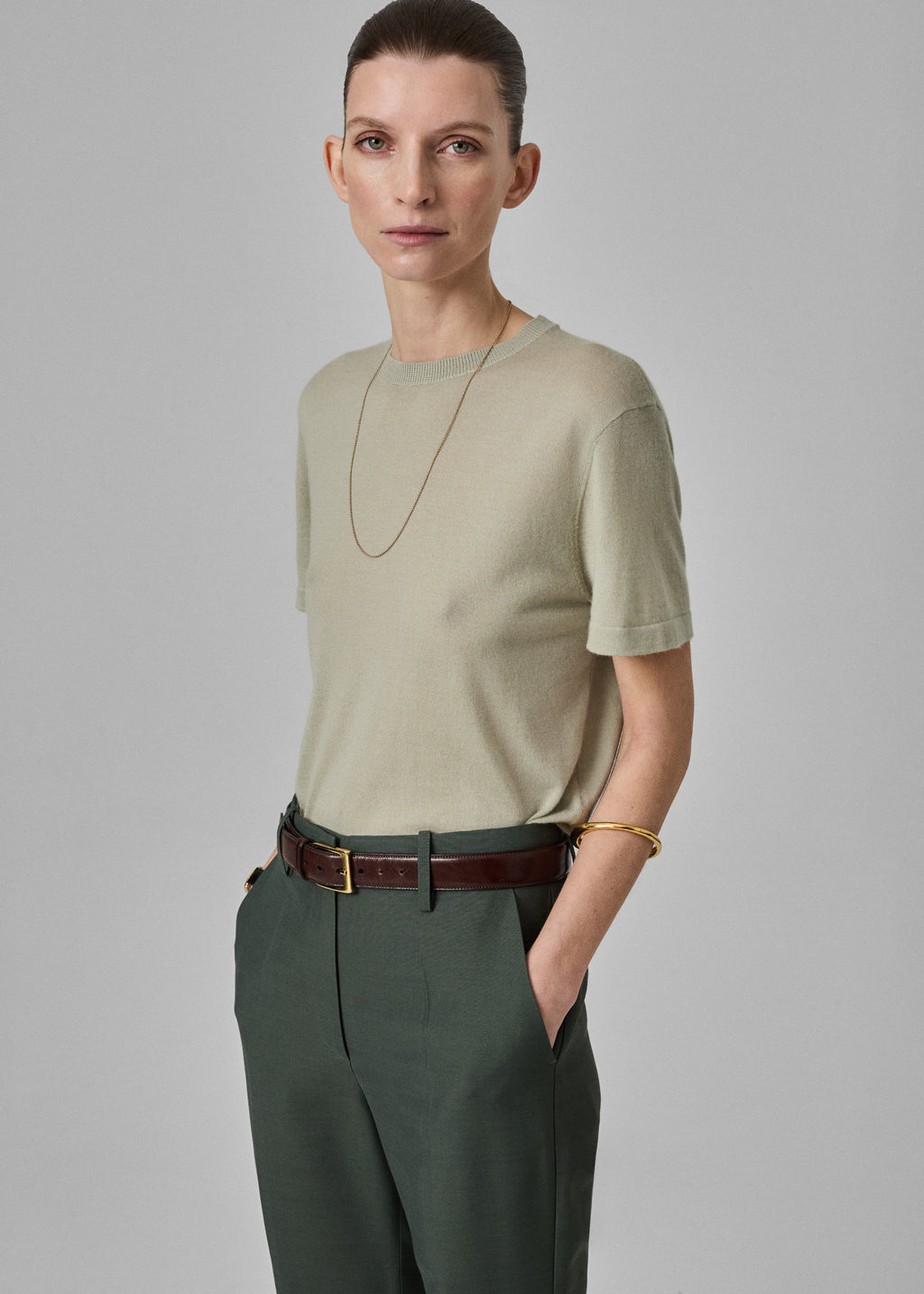 Relaxed Tee in Fine Cashmere - Alfalfa - CO