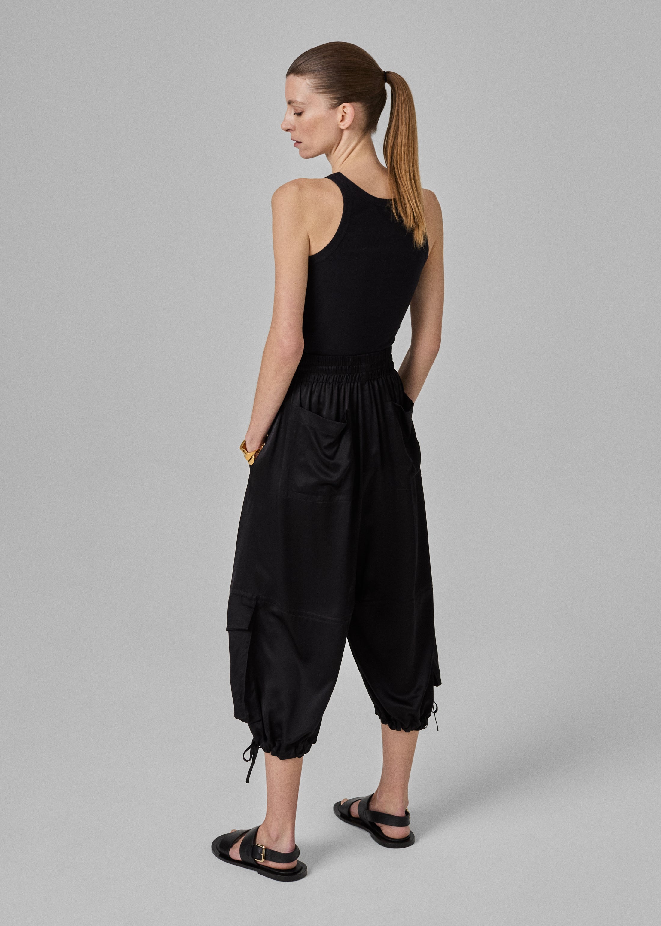 Braies Pant in Silk Charmeuse - Black