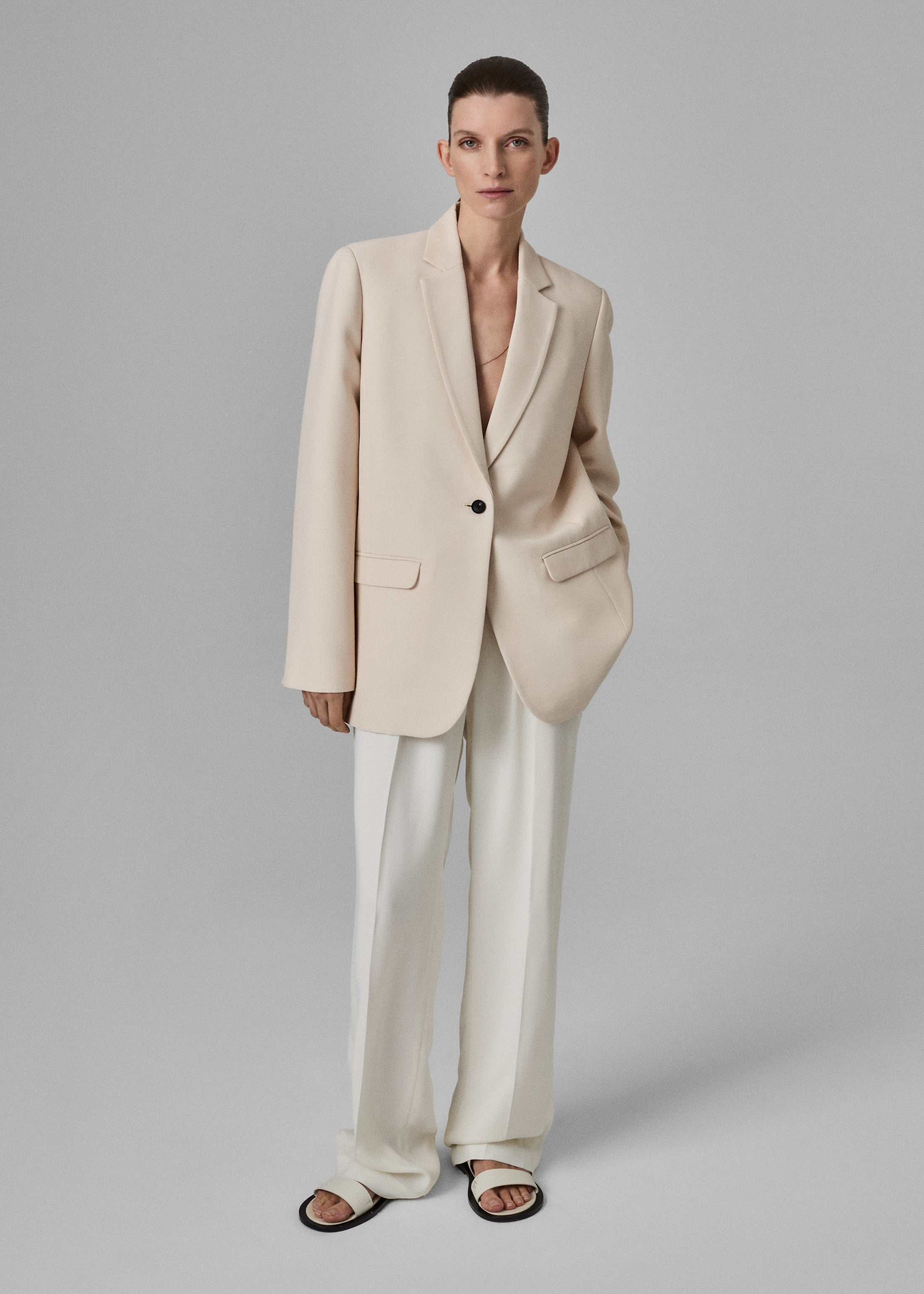 Boxy Blazer in Faille - Pale Pink