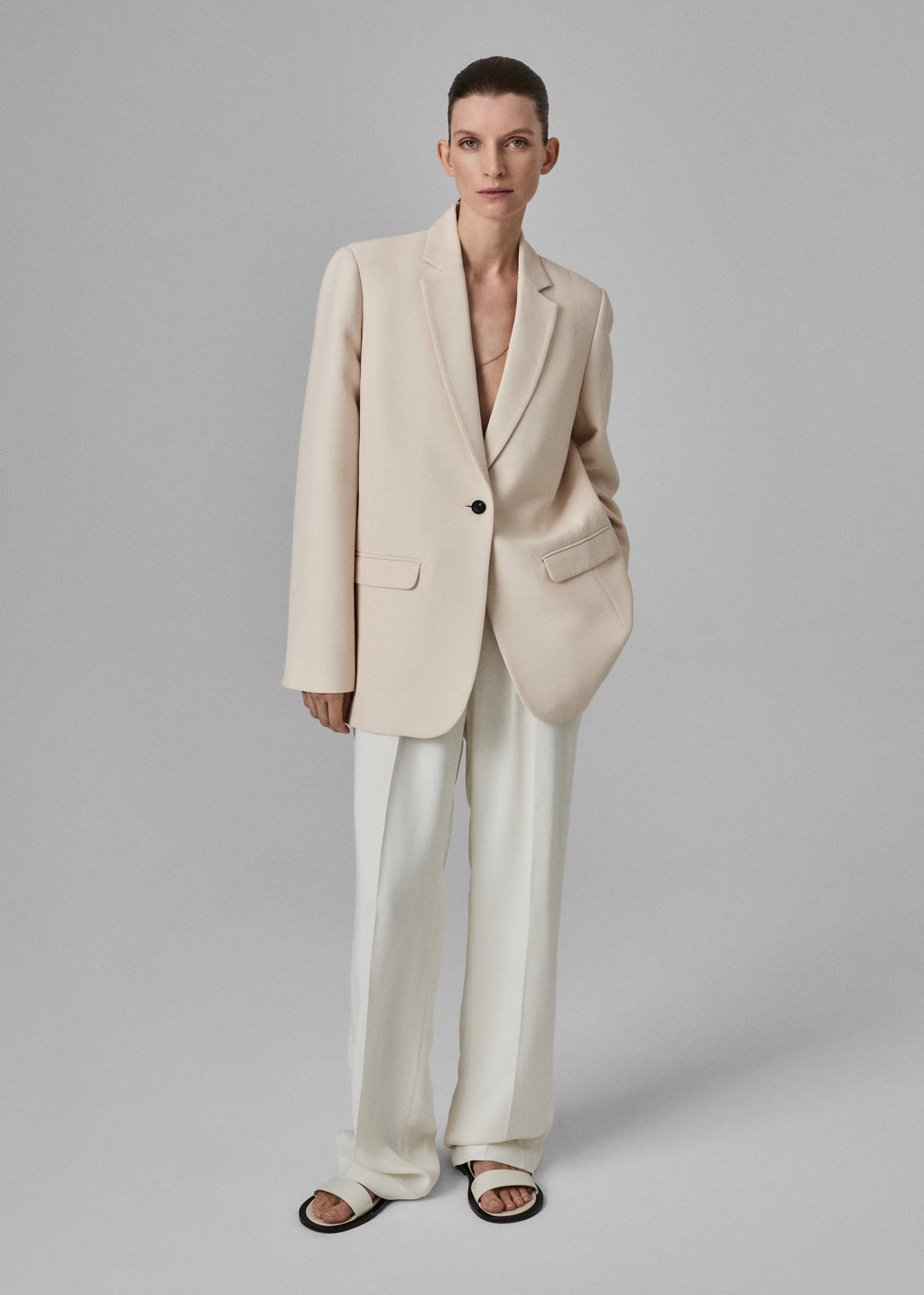 Boxy Blazer in Faille - Pale Pink - CO