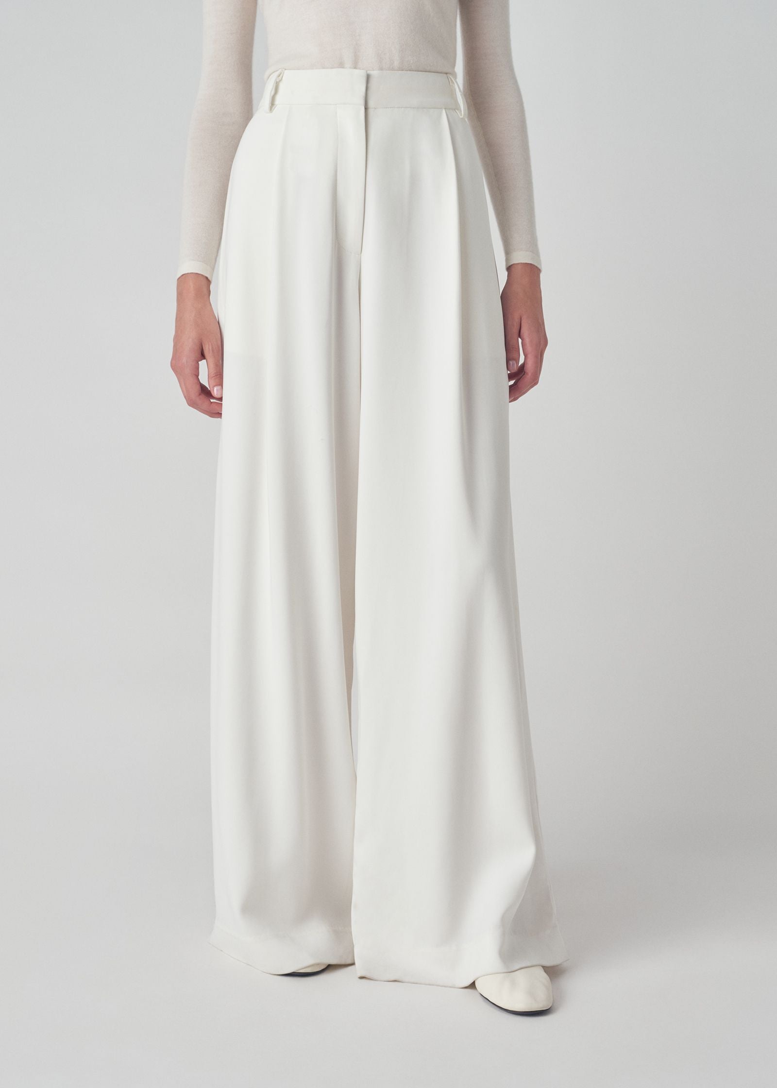 Evening Trouser in Cady - Ivory - CO Collections