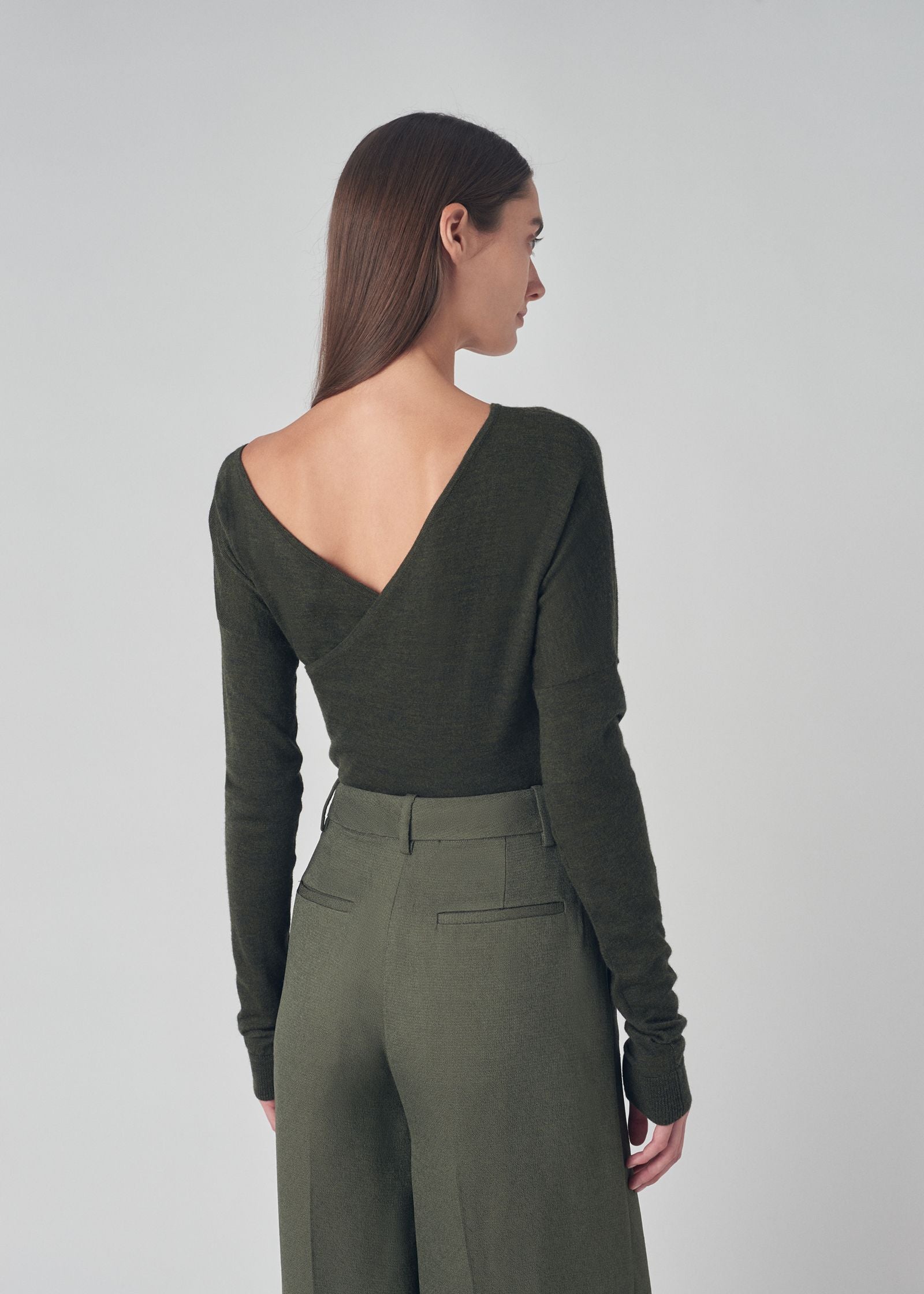 Ballet Top in Fine Merino Wool Knit- Green - CO Collections