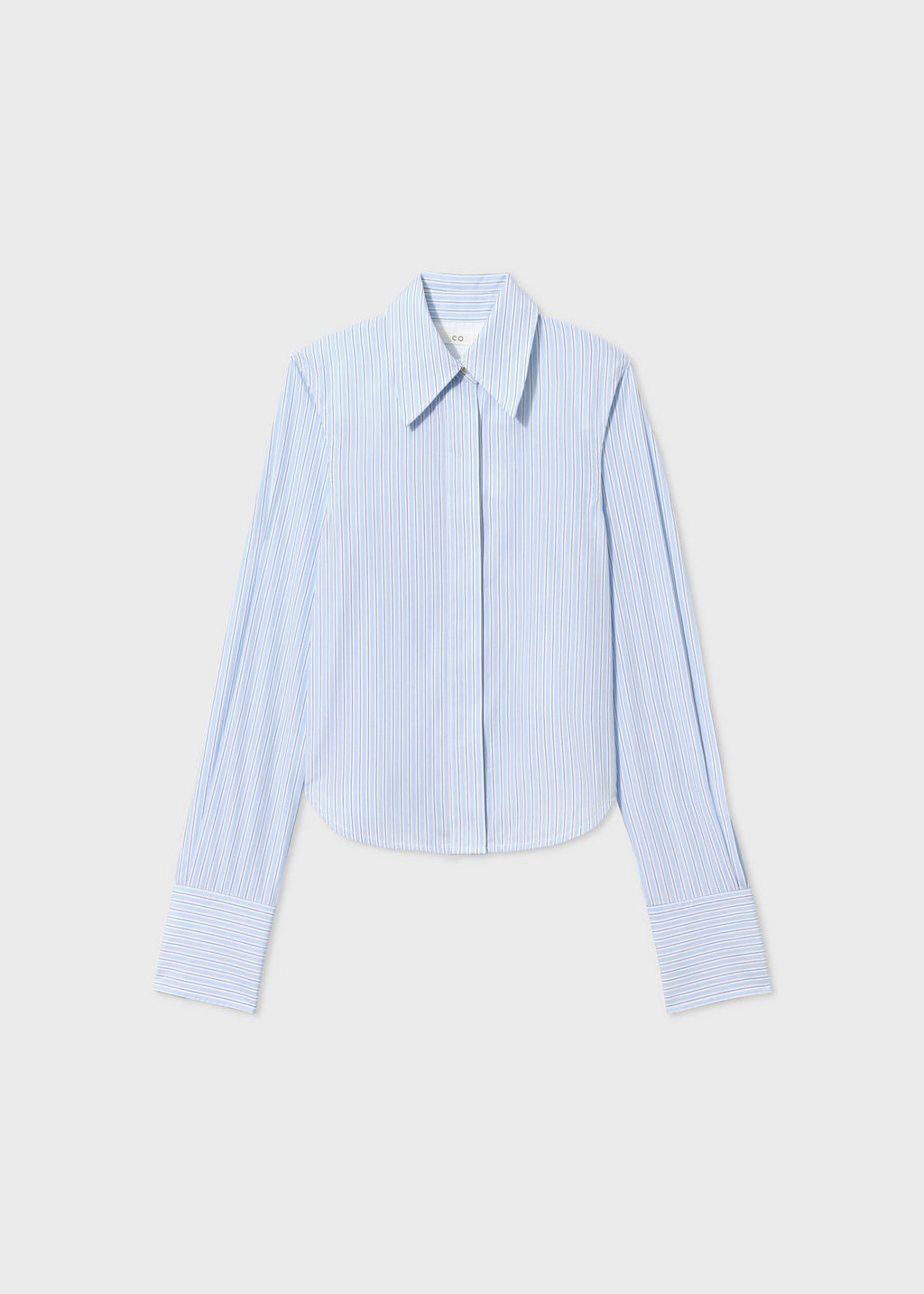 Fitted Striped Shirt in Cotton Poplin - Blue Stripe - CO