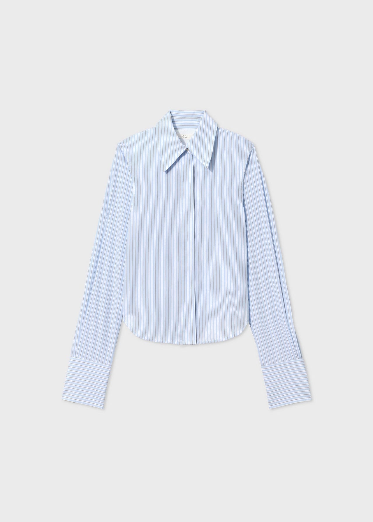 Fitted Striped Shirt in Cotton Poplin - Blue Stripe