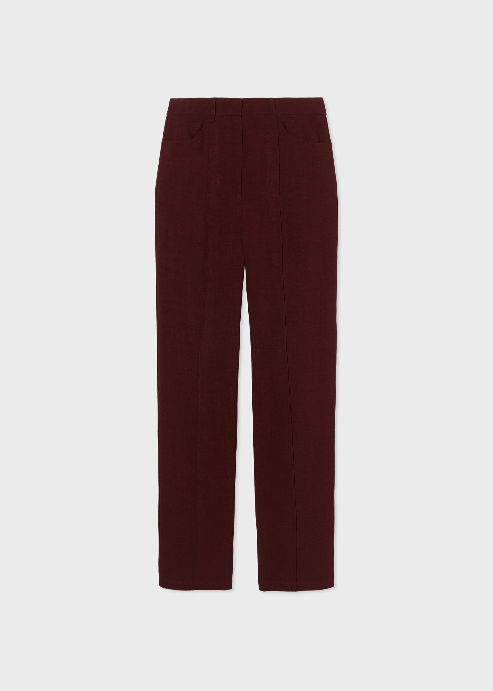 Straight Vented Pant in Twill - Bordeaux