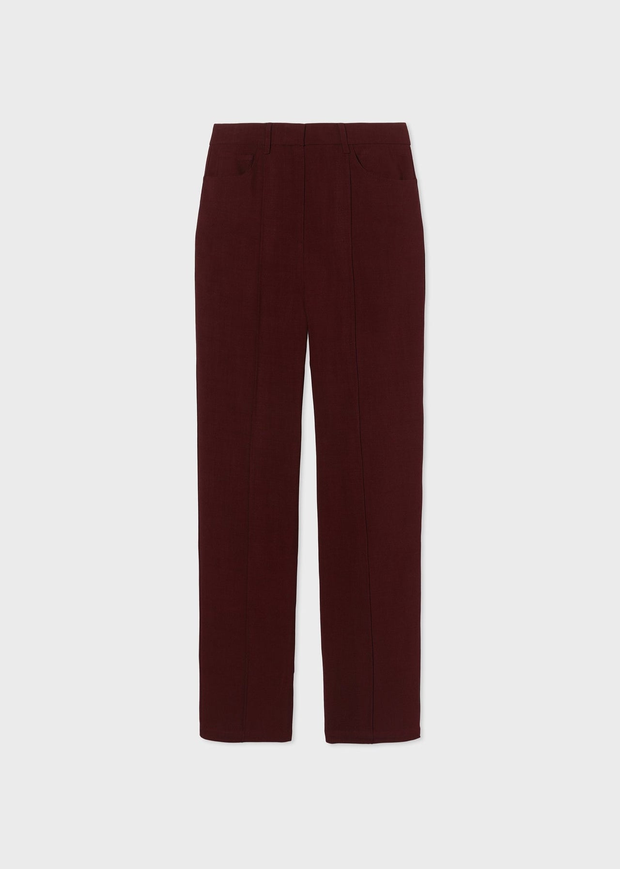 Straight Vented Pant in Twill - Bordeaux