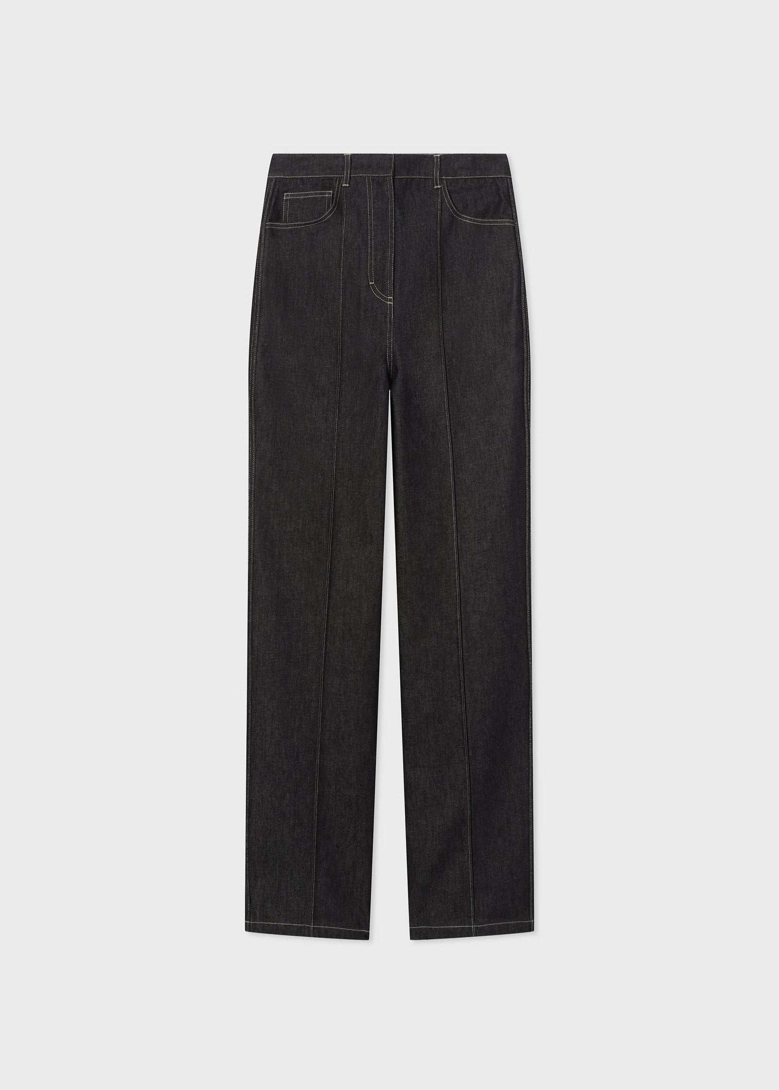 Straight Trouser in Raw  Denim - Indigo