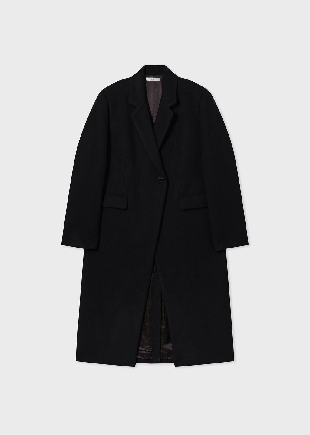 Single Button Coat in Melton Wool - Black - CO