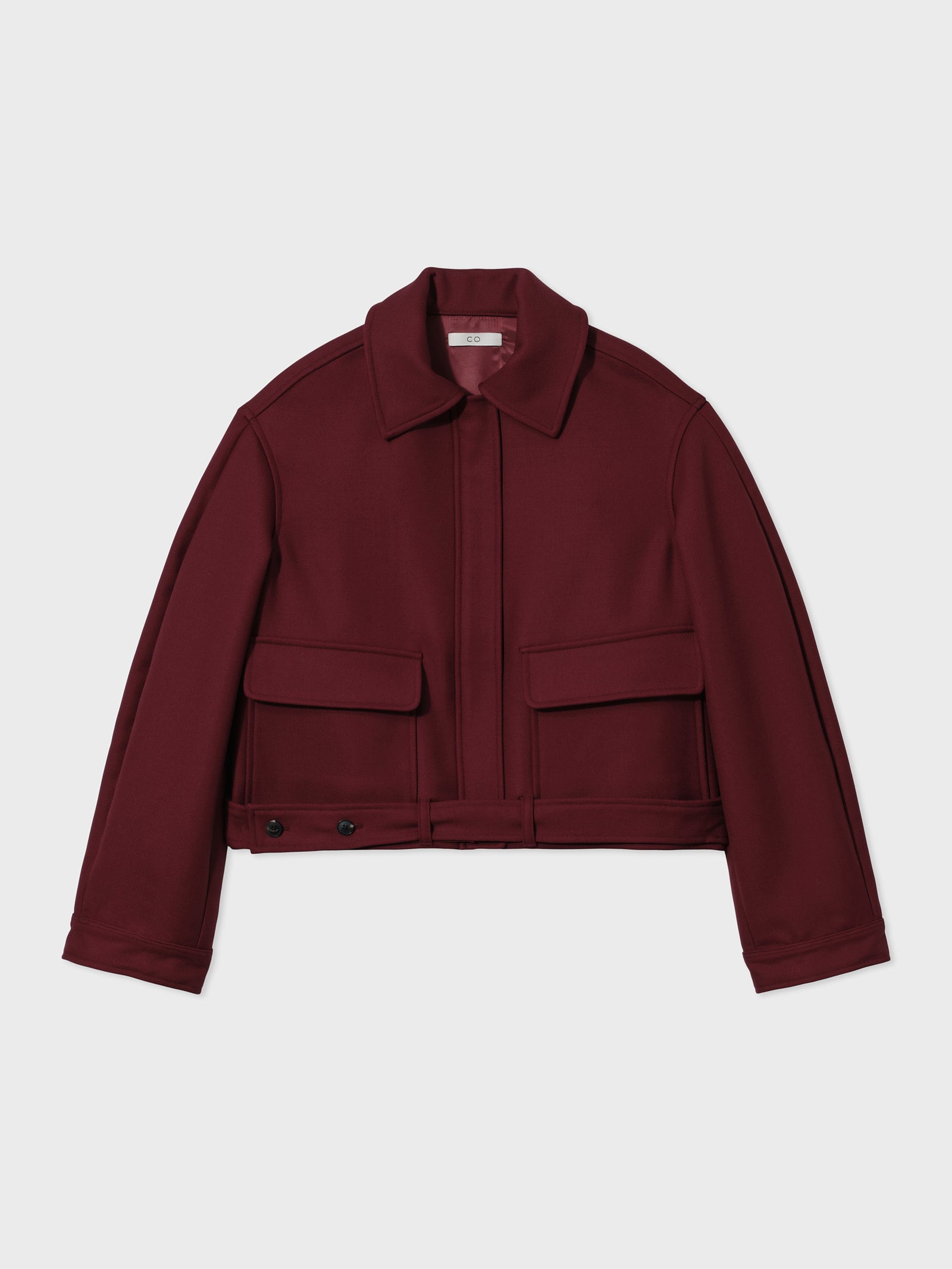 Cropped Jacket in Twill Suiting - Bordeaux