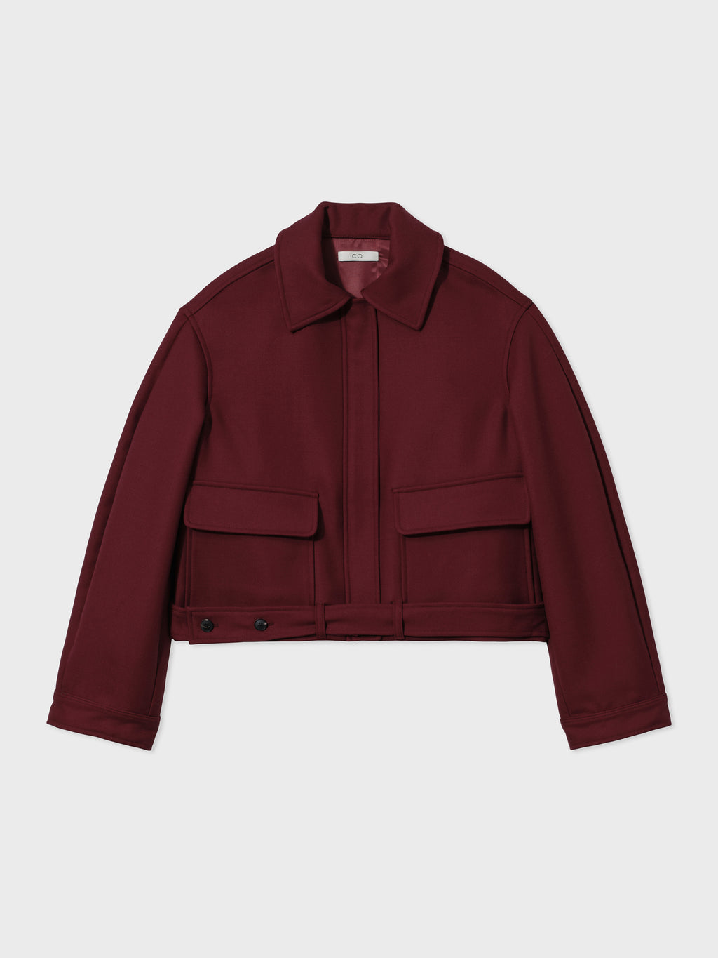 Cropped Jacket in Twill Suiting - Bordeaux - CO