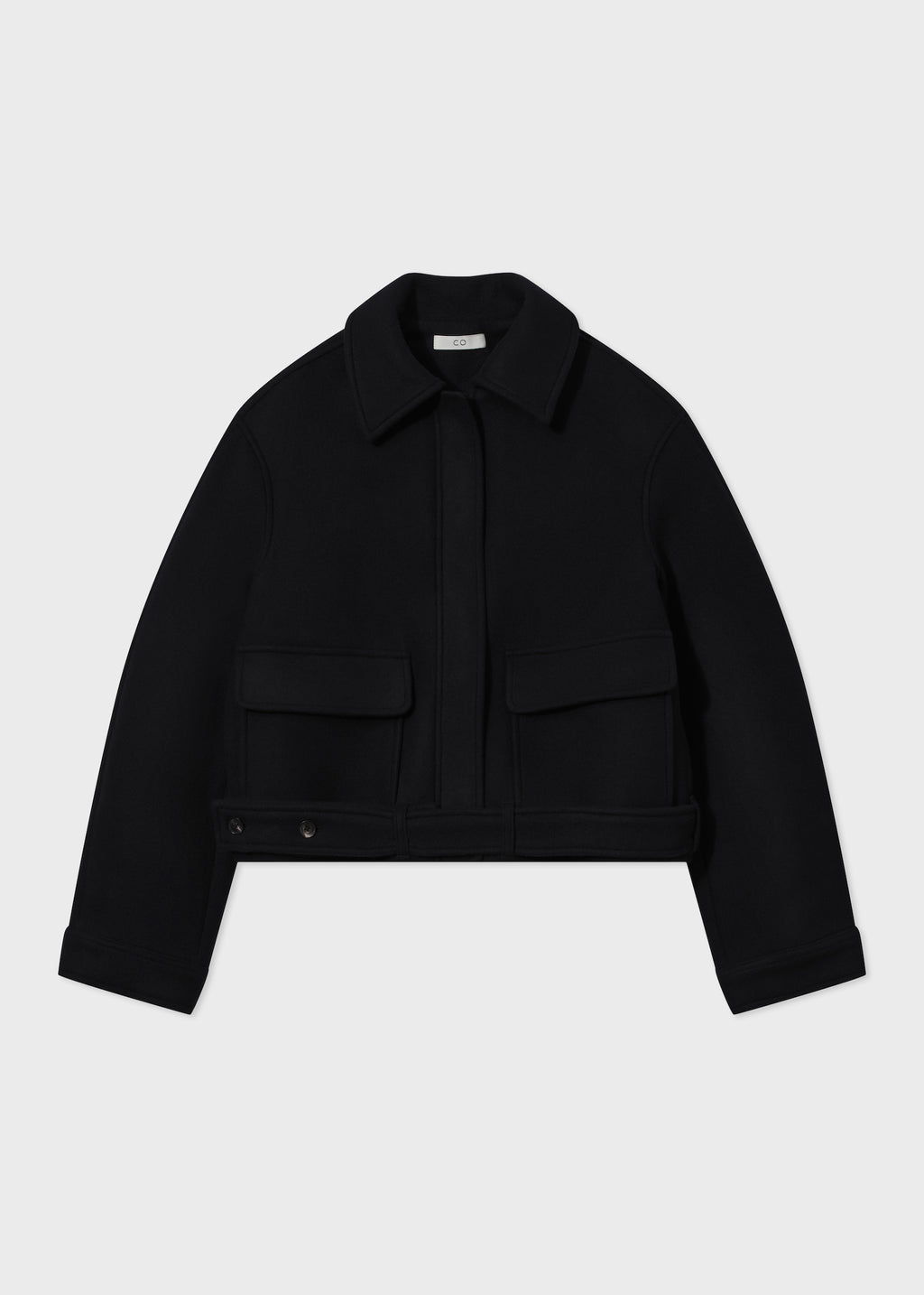 Cropped Jacket in Virgin Wool - Black - CO