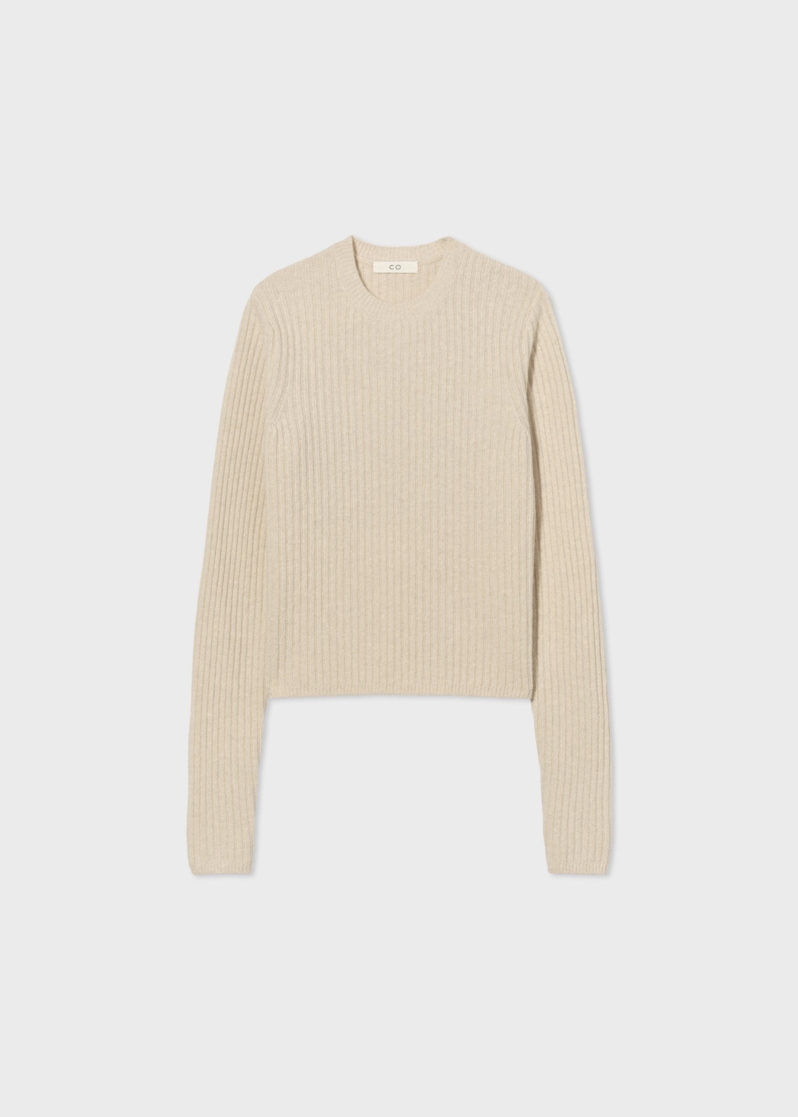 Long Sleeve Sweater Top in Tweed Knit - Ivory