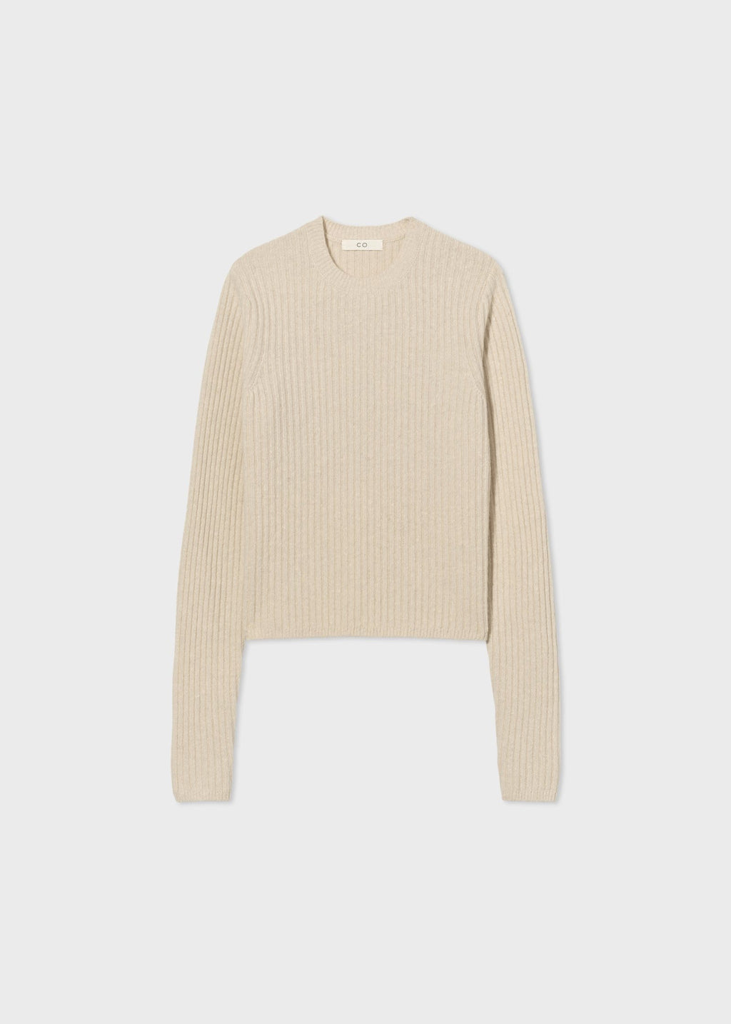 Long Sleeve Sweater Top in Tweed Knit - Ivory - CO