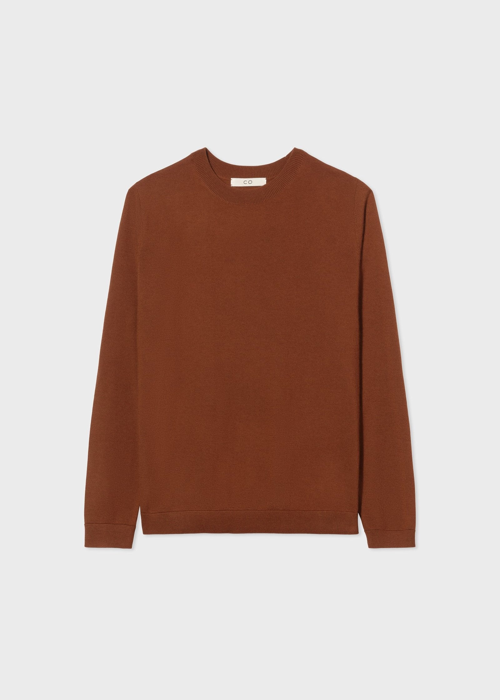 Long Sleeve Crew Sweater in Fine Cashmere - Tamarind