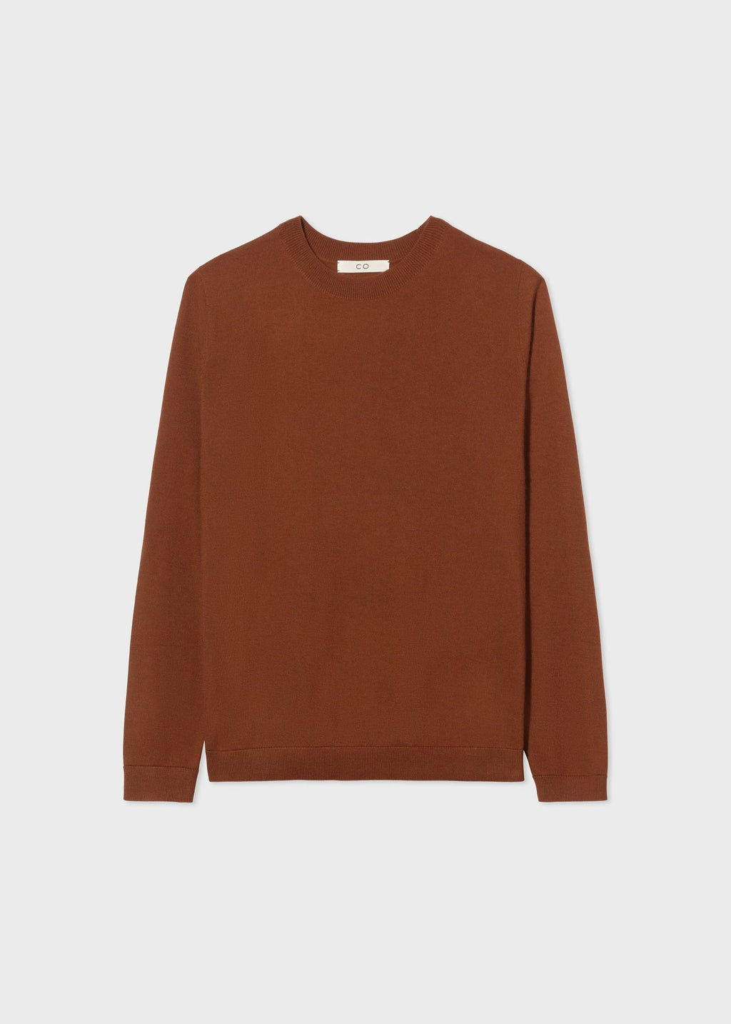 Long Sleeve Crew Sweater in Fine Cashmere - Tamarind - CO