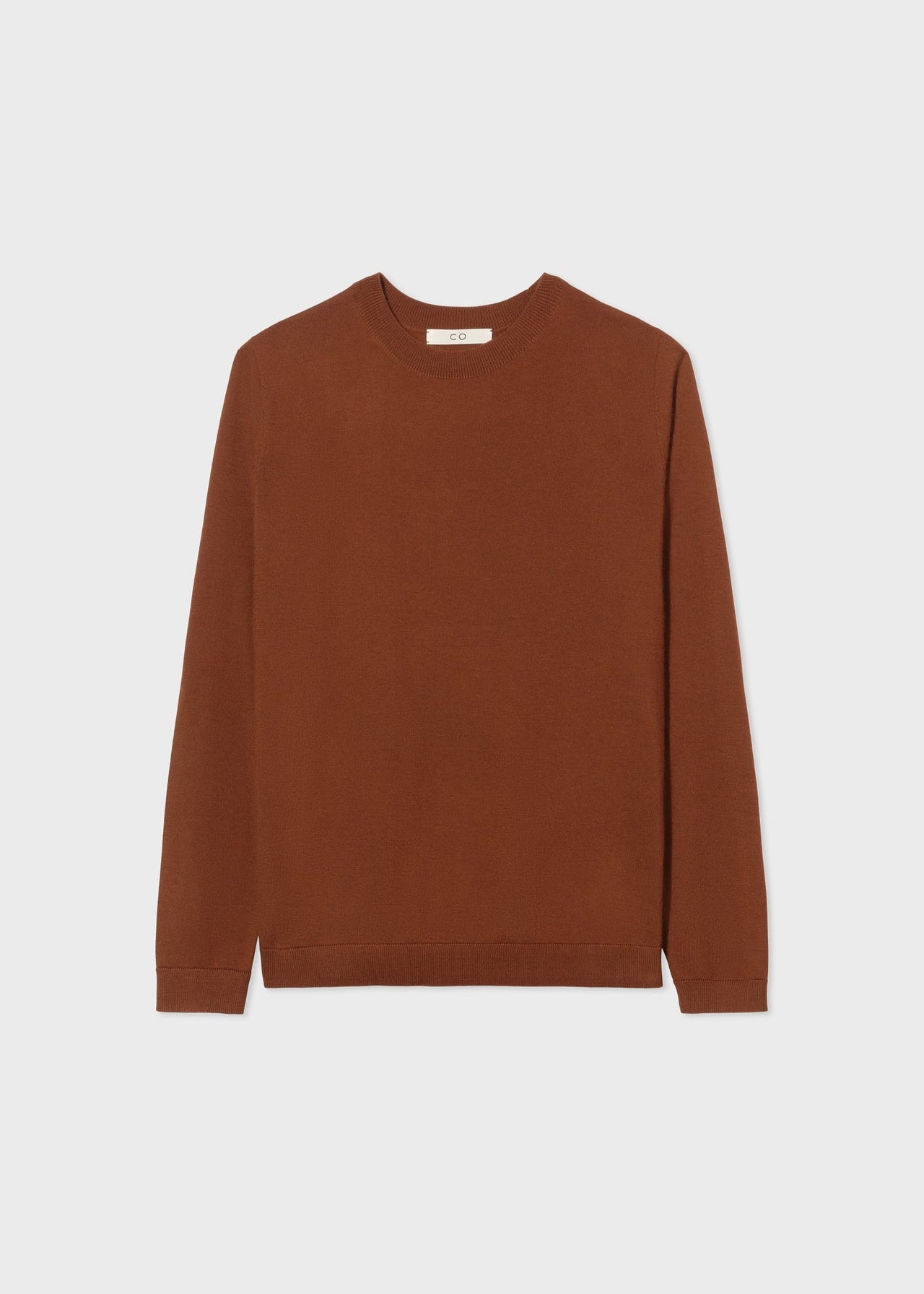 Long Sleeve Crew Sweater in Fine Cashmere - Tamarind