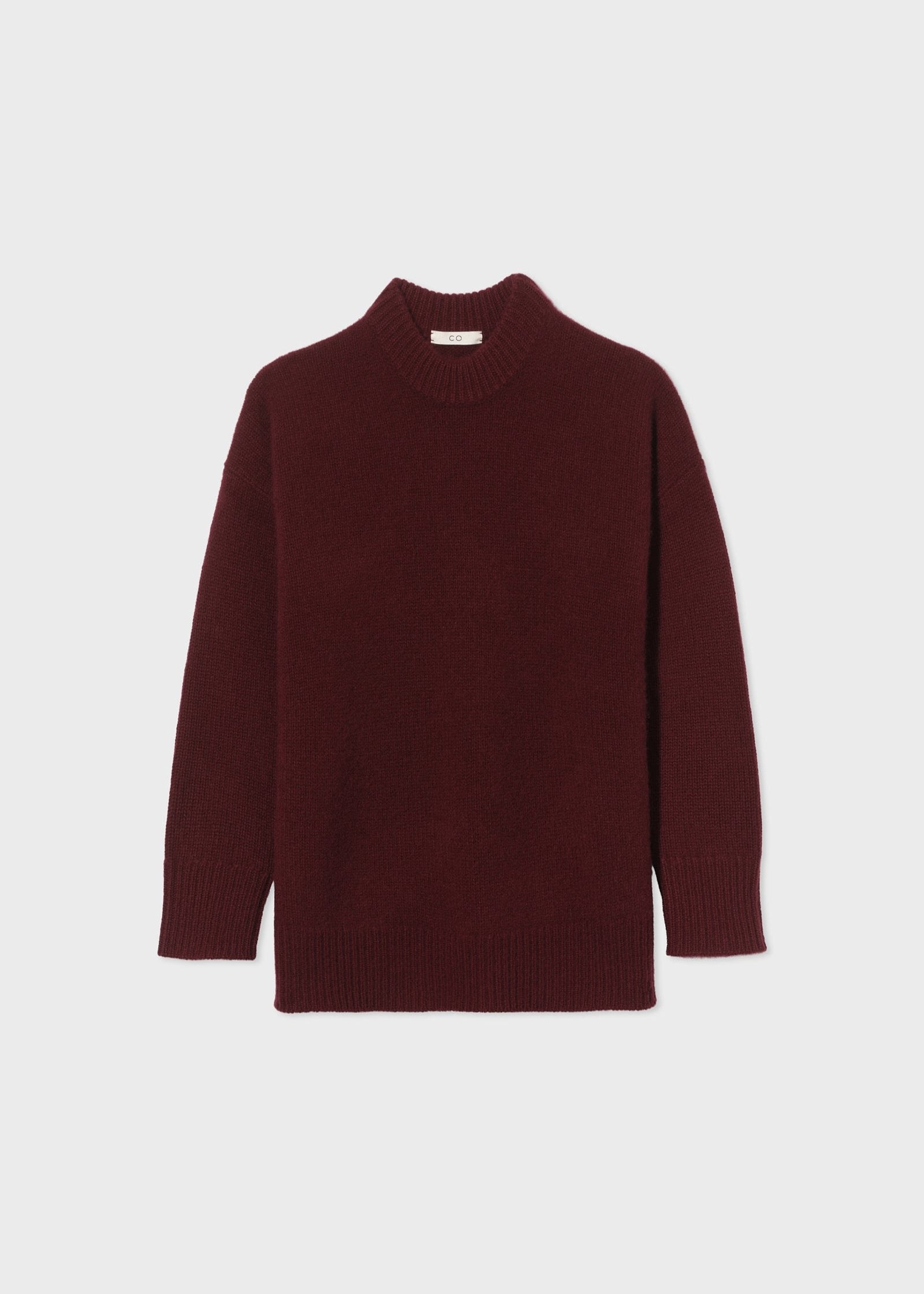 Boyfriend Crew Neck Sweater in Cashmere - Bordeaux