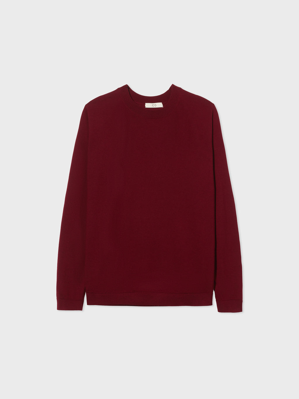 Long Sleeve Crew Sweater in Fine Cashmere - Bordeaux - CO