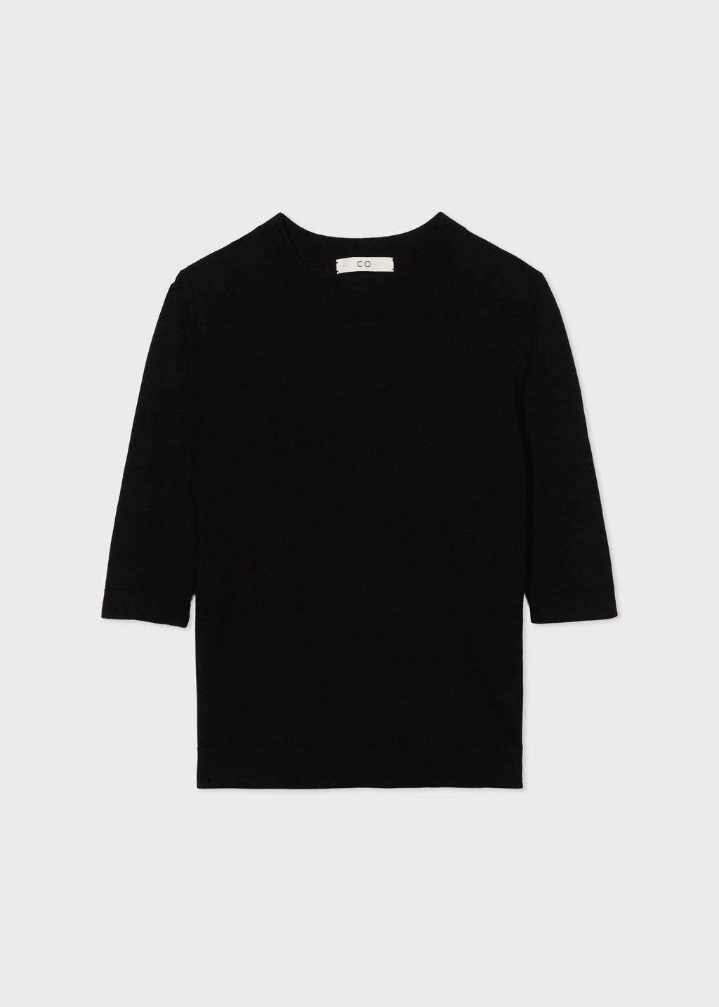 Short Sleeve  Crew Sweater in Fine Cashmere - Black - CO