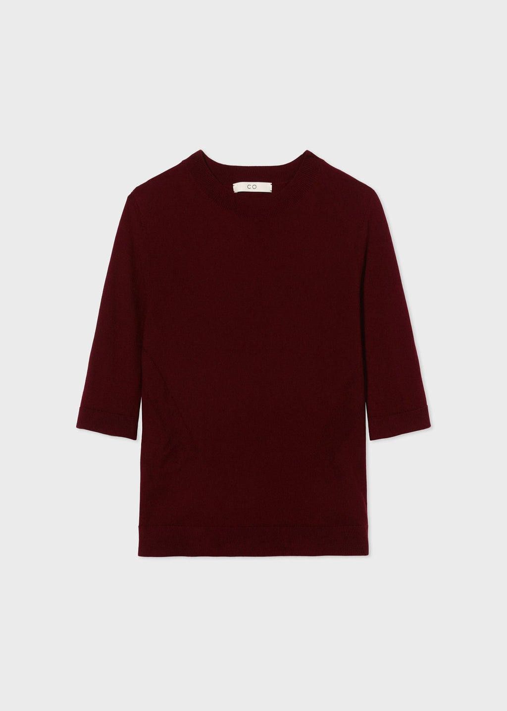 Short Sleeve Knit Top in Fine Cashmere - Bordeaux - CO