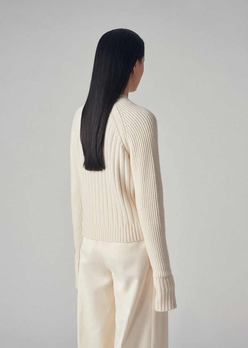 Crew Neck Sweater in Wool Cashmere - Ivory - CO