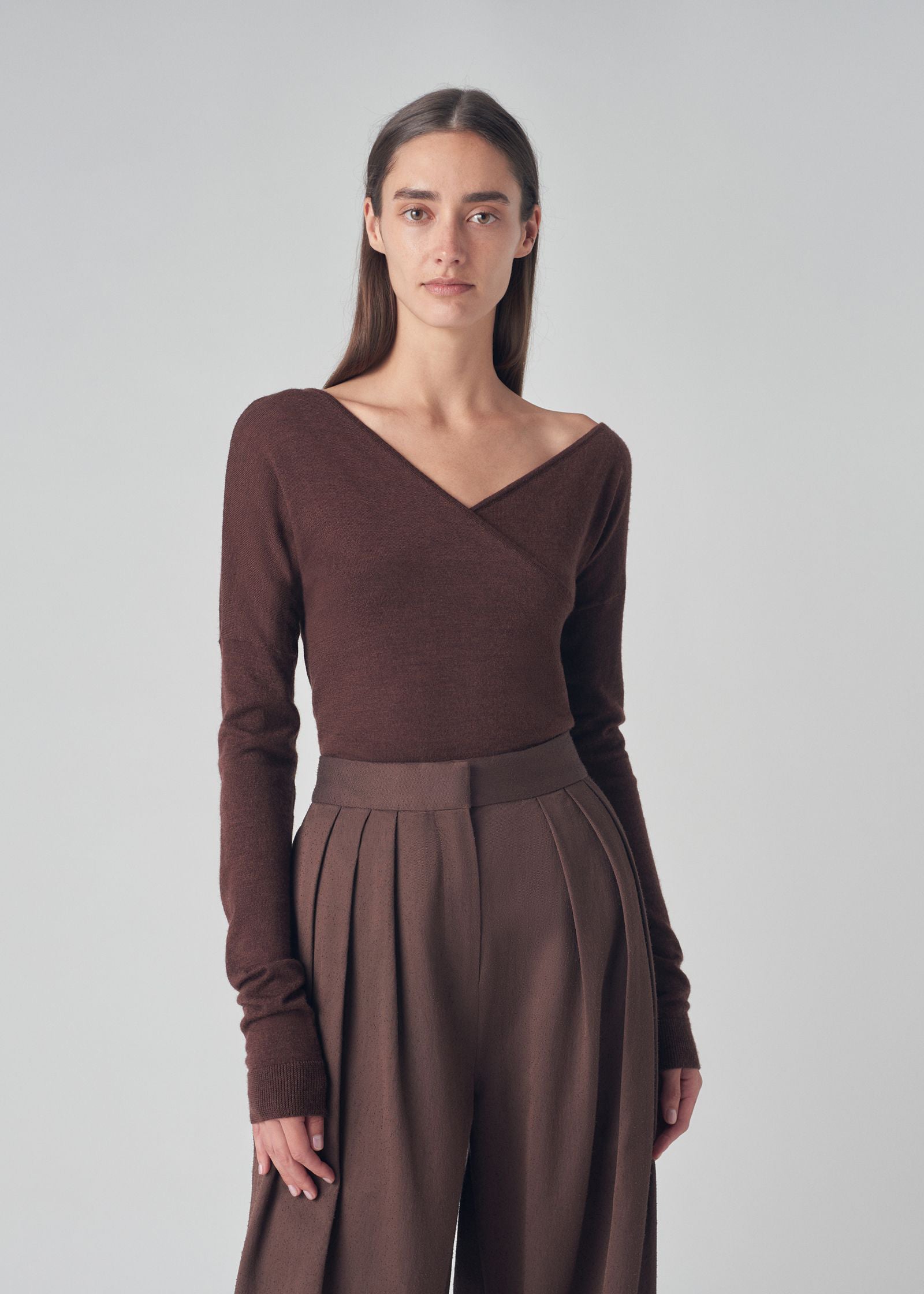 Ballet Top in Fine Merino Wool - Brown - CO Collections