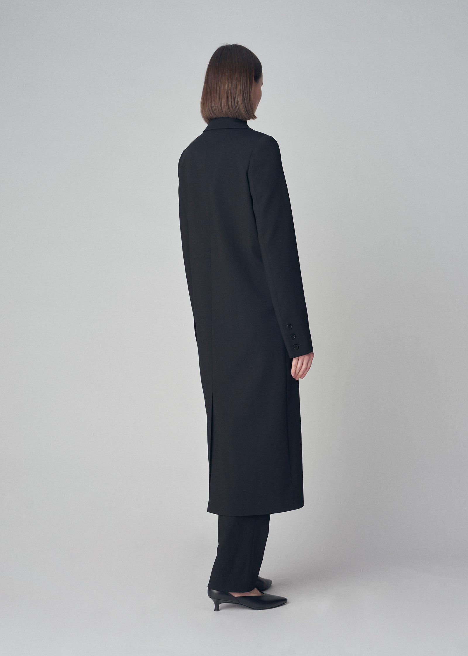 Slim Tuxedo Blazer Coat in Virgin Wool  - Black - CO Collections