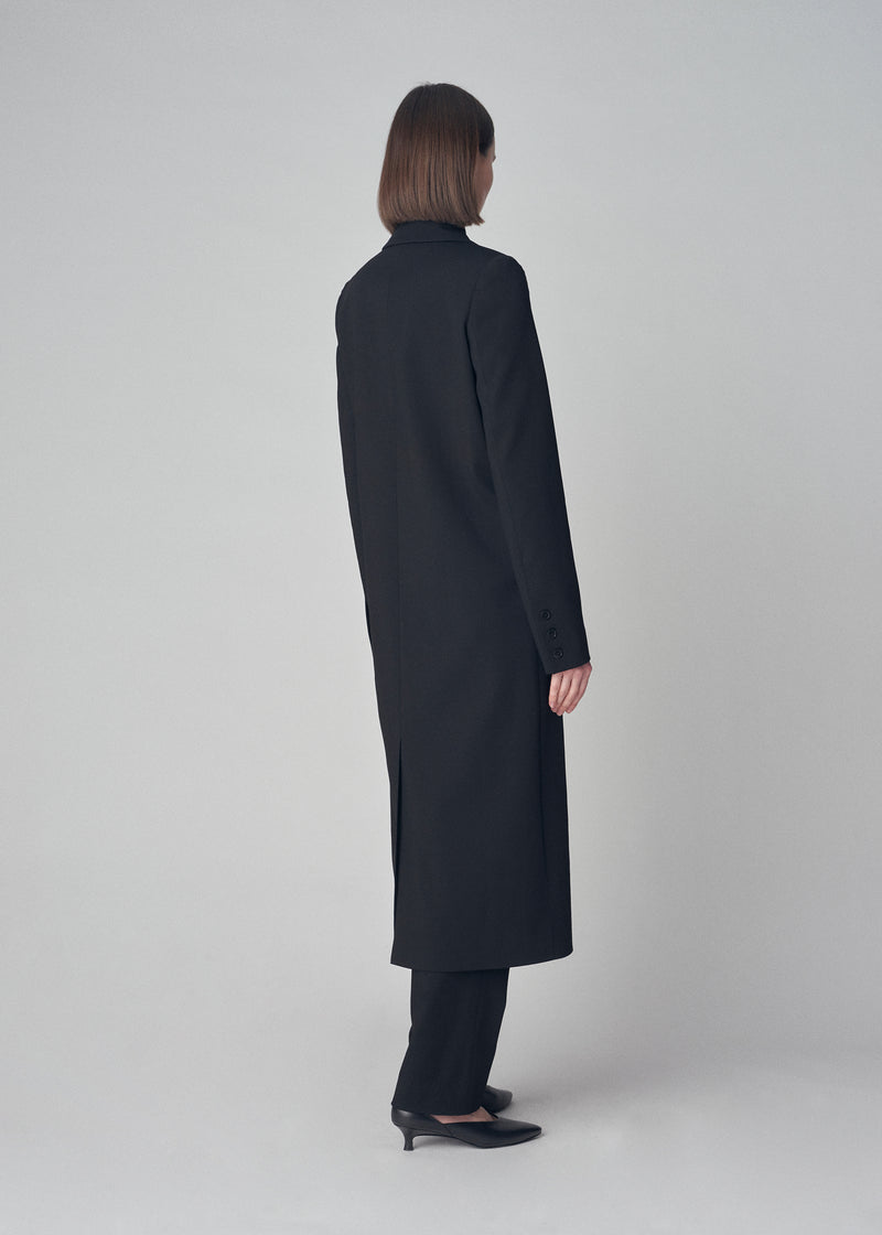 Slim Tuxedo Blazer Coat in Virgin Wool  - Black - CO