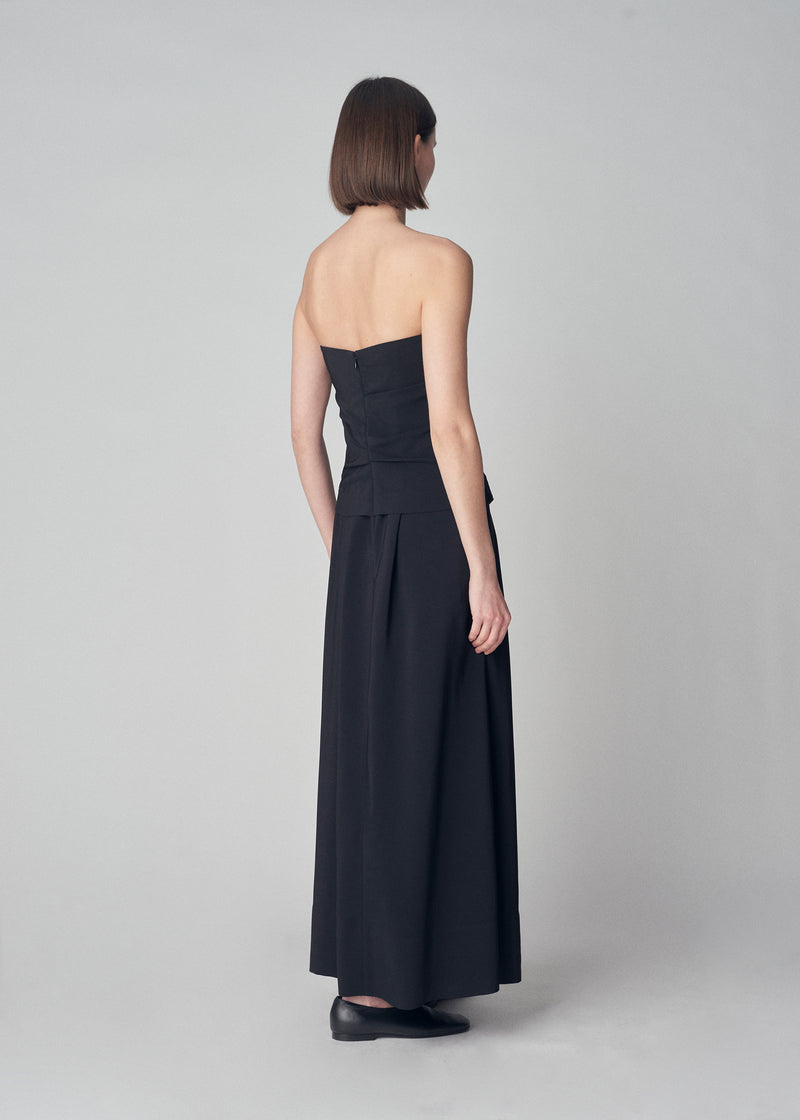 Long Bustier Dress in Viscose Crepe - Black - CO