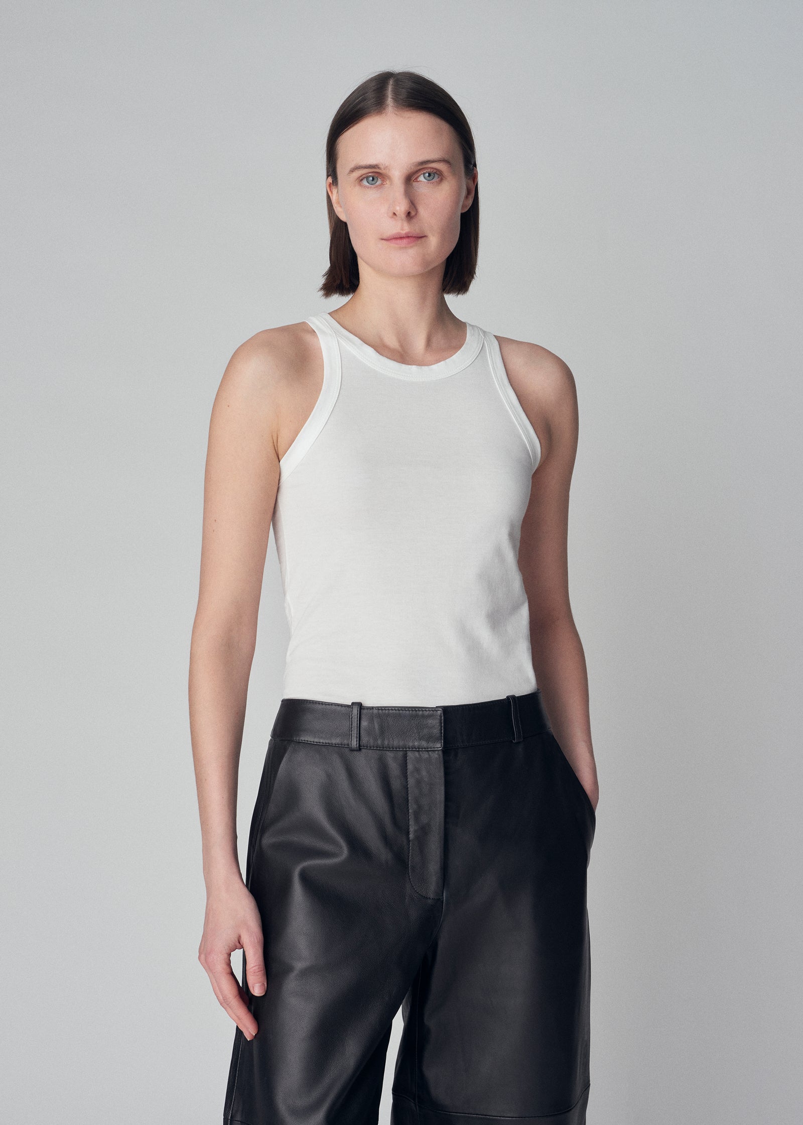 Tank Top in Smooth Cotton Jersey - White