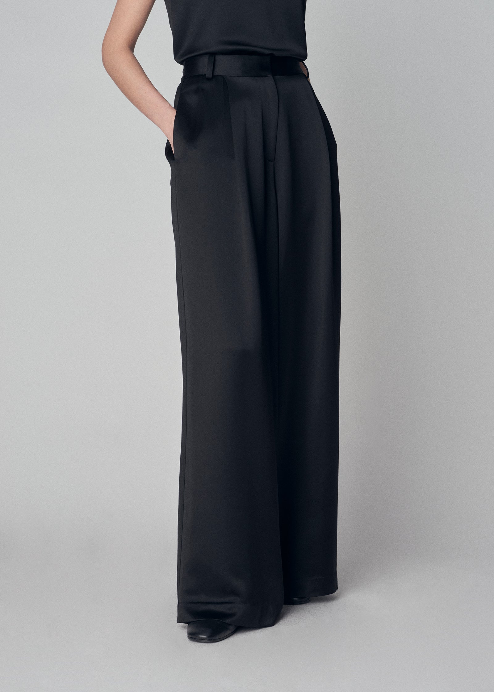 Evening Trouser in Satin - Black - CO Collections