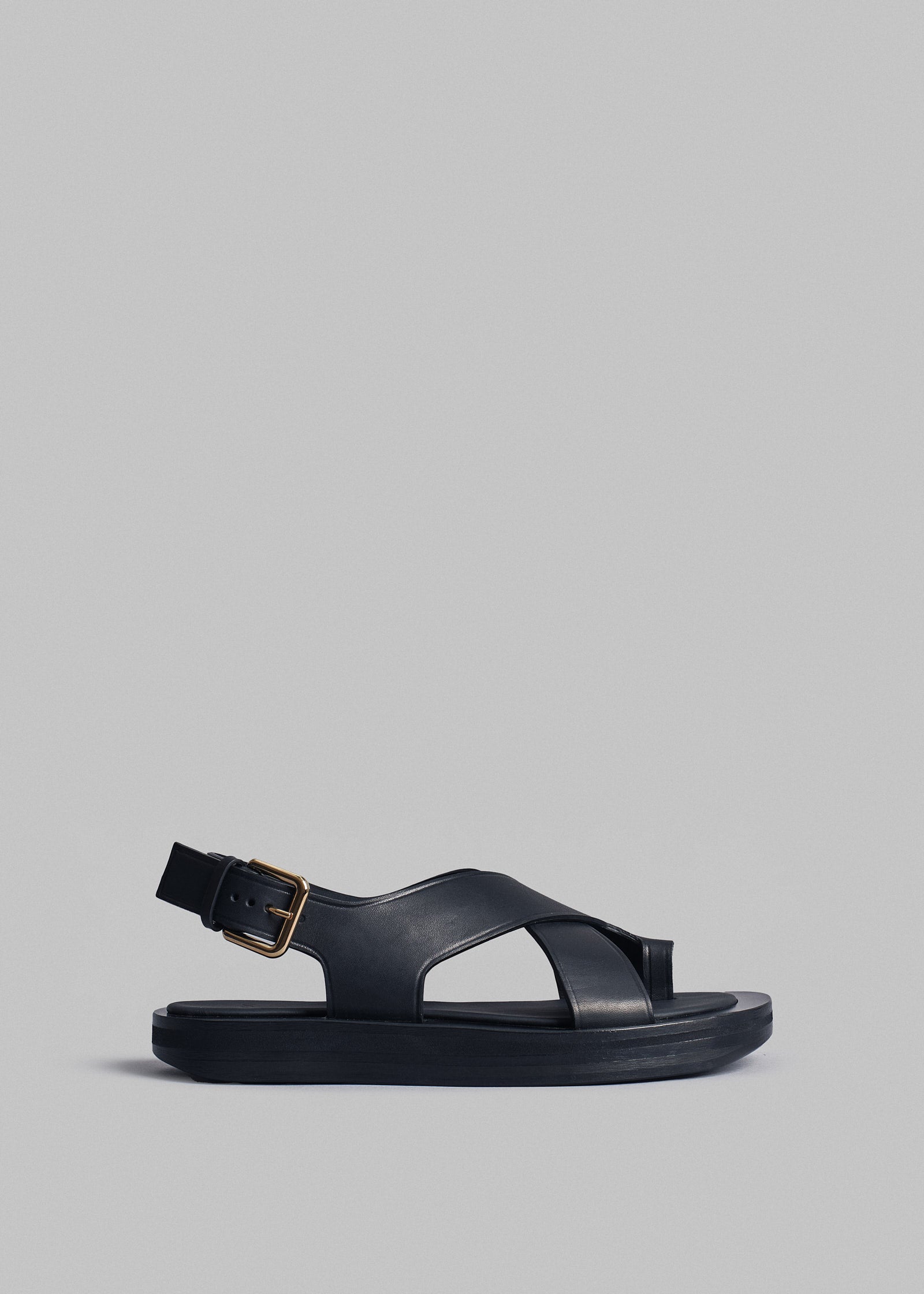 Leather Wrap Toe Sandal - Black