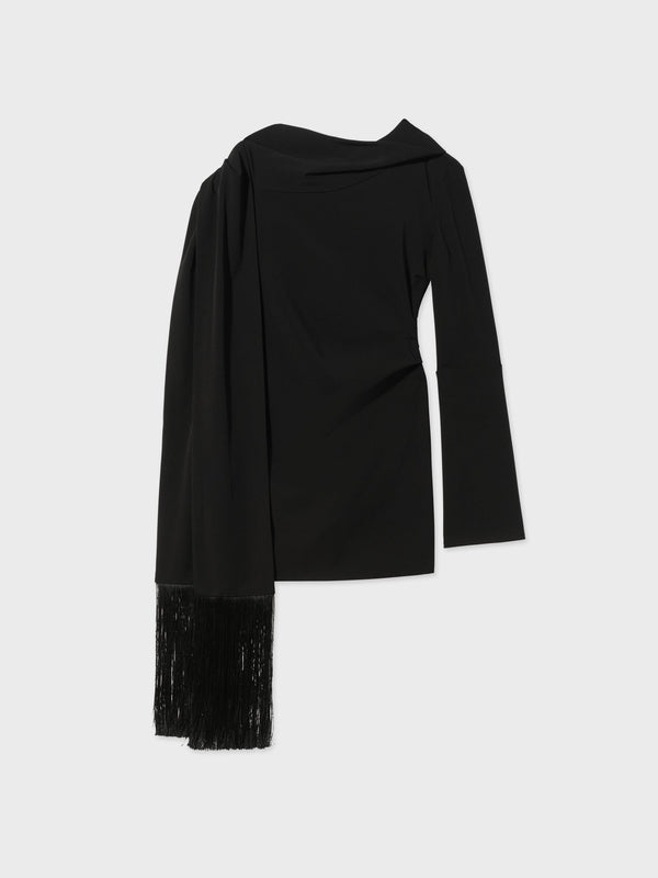 Twist Sash Top in Stretch Wool - Black - CO