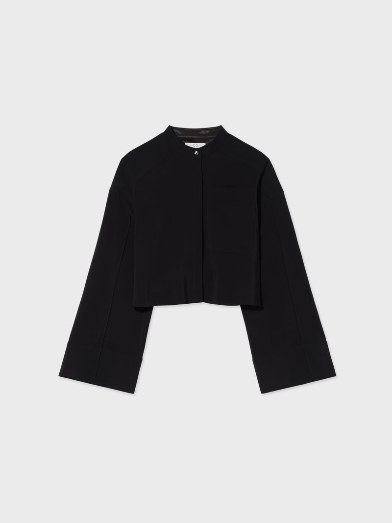 Bell Sleeve Blouse in Crepe - Black - CO