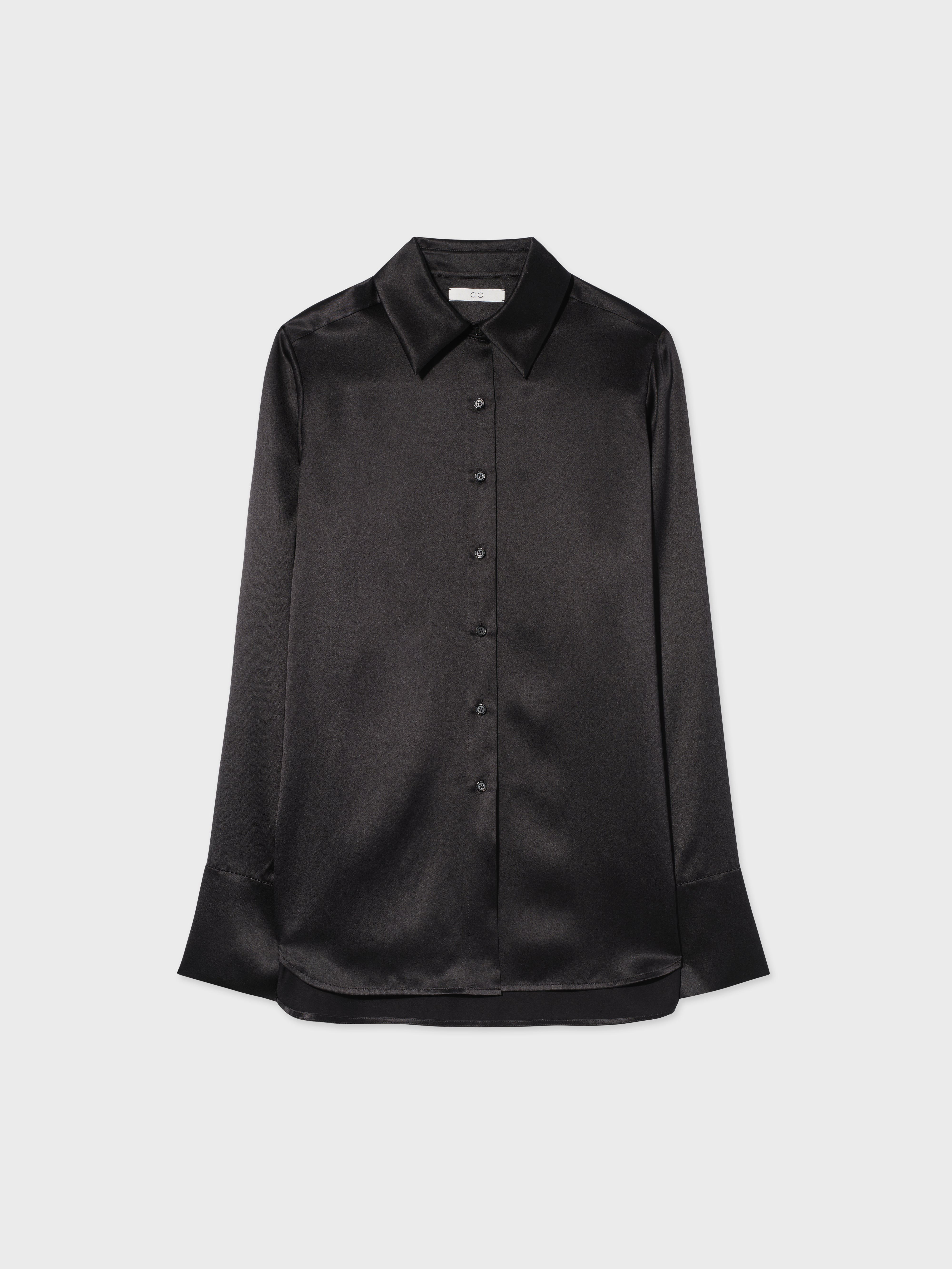 Silk Button Down Shirt - Black