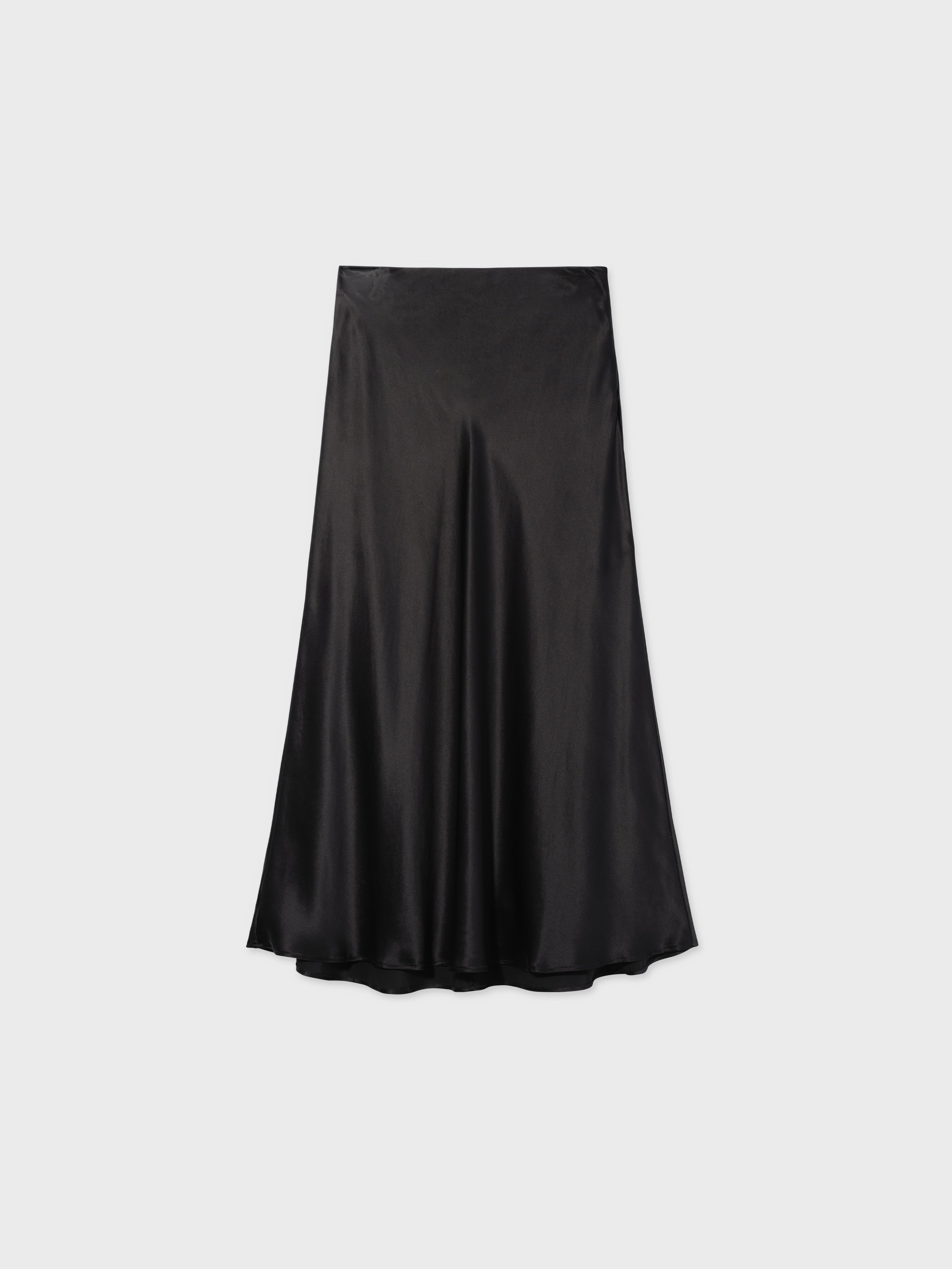 Bias Cut Slip Skirt in SIlk - Black