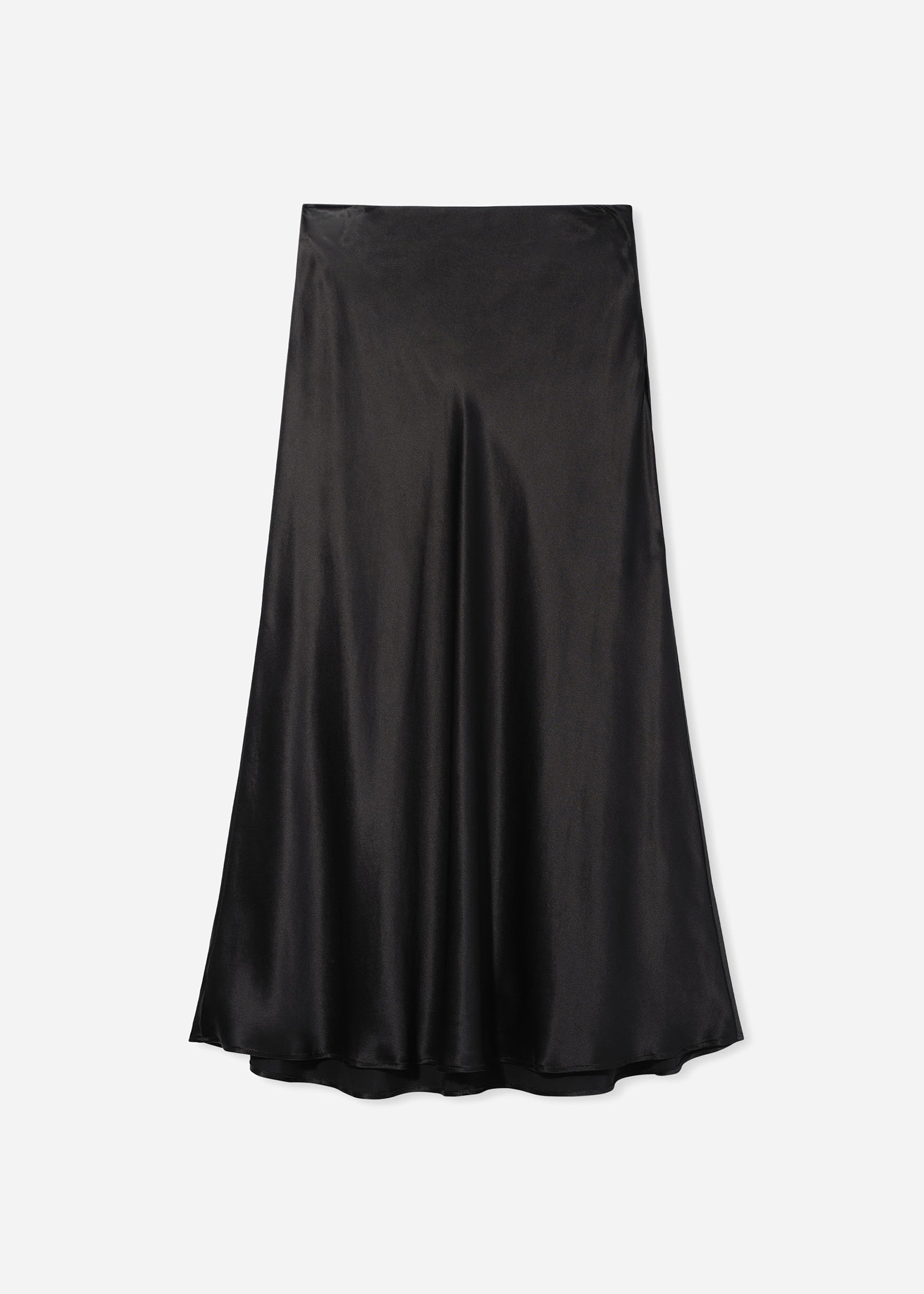 Bias Cut Slip Skirt in Silk - Black