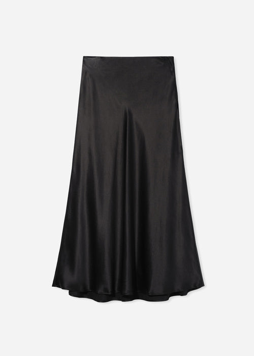 Bias Cut Slip Skirt in Silk - Black - CO
