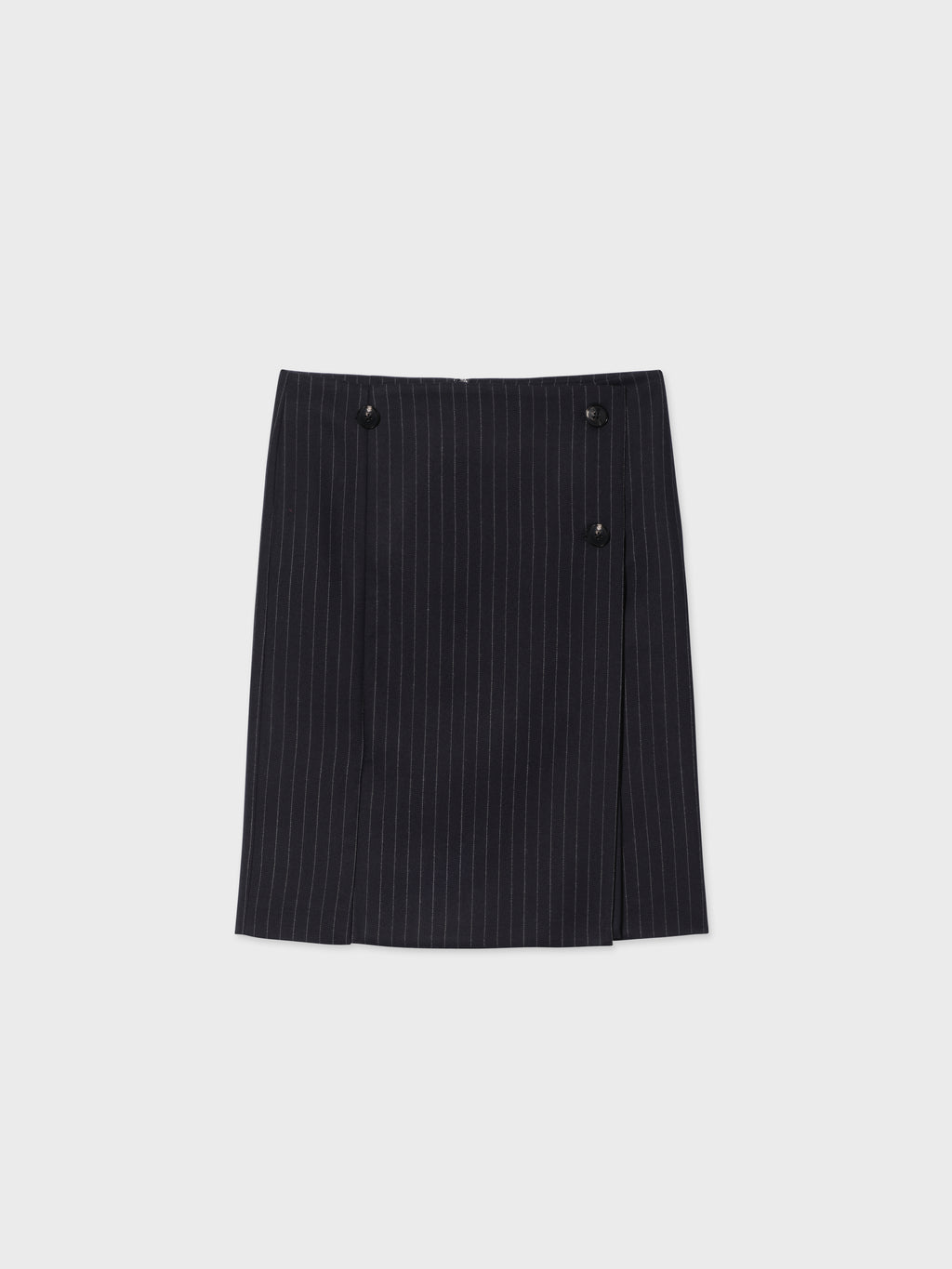 Wrap Skirt in Virgin Wool - Navy Stripe - CO