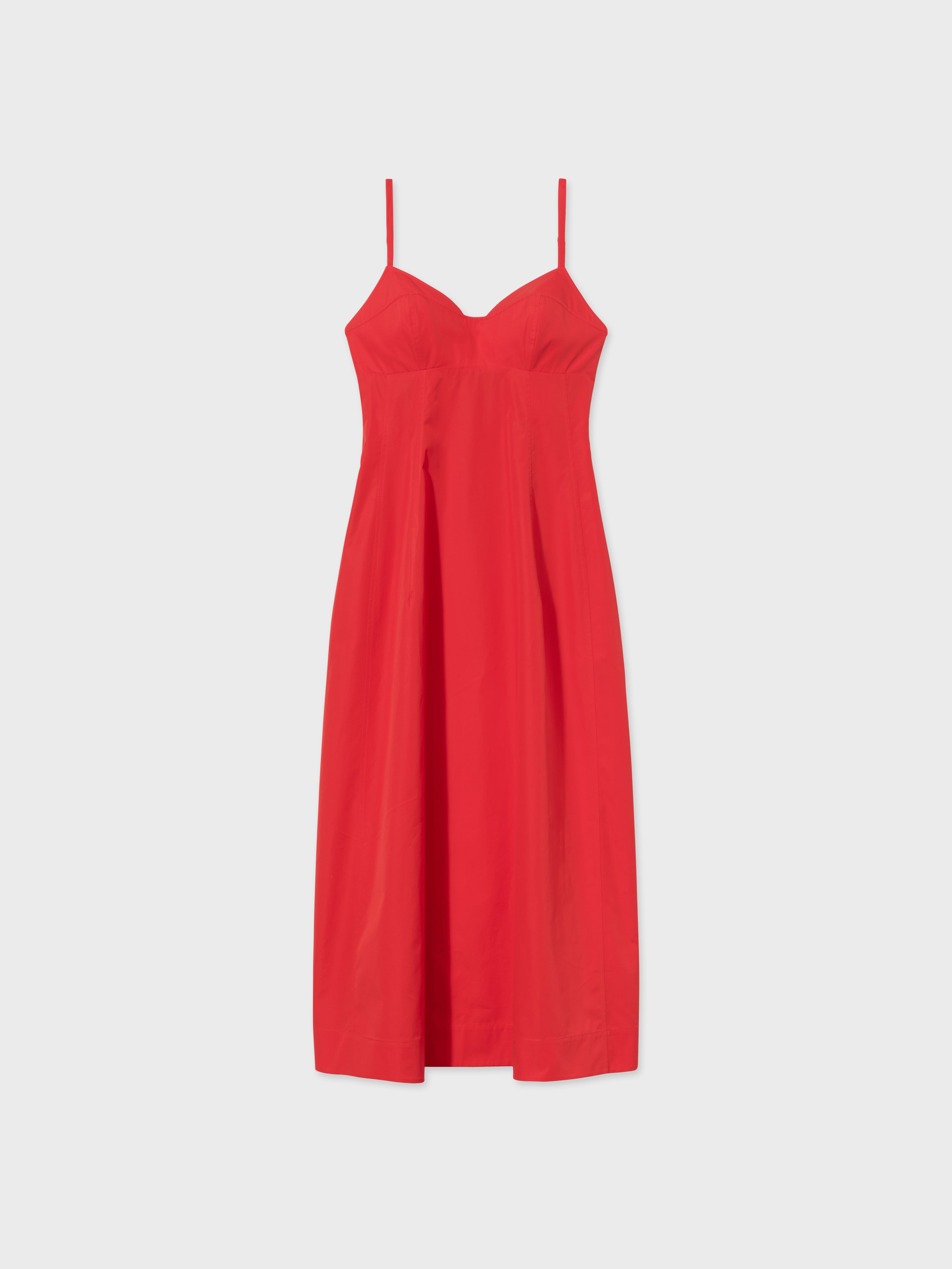 Bustier Dress in Cotton Poplin - Red