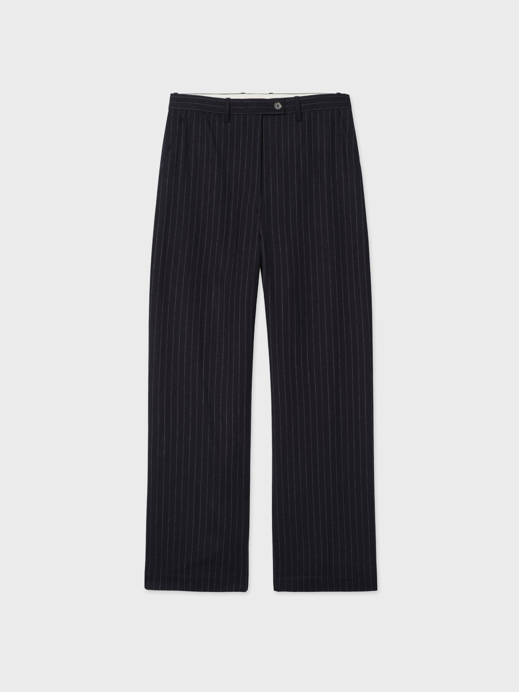 Menswear Drop Waist Pant in Virgin Wool - Navy Stripe - CO