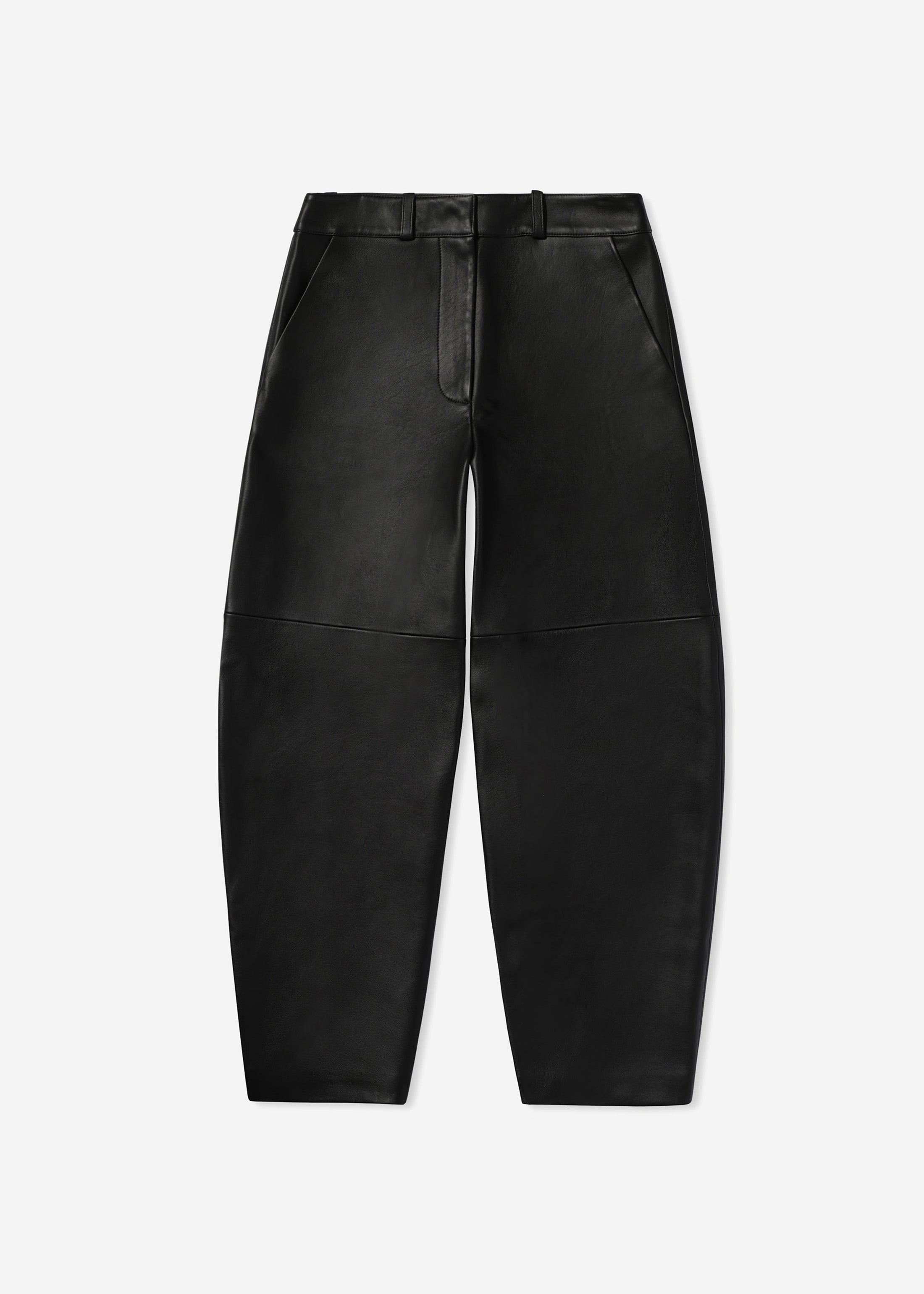 Cropped Leather Trouser - Black