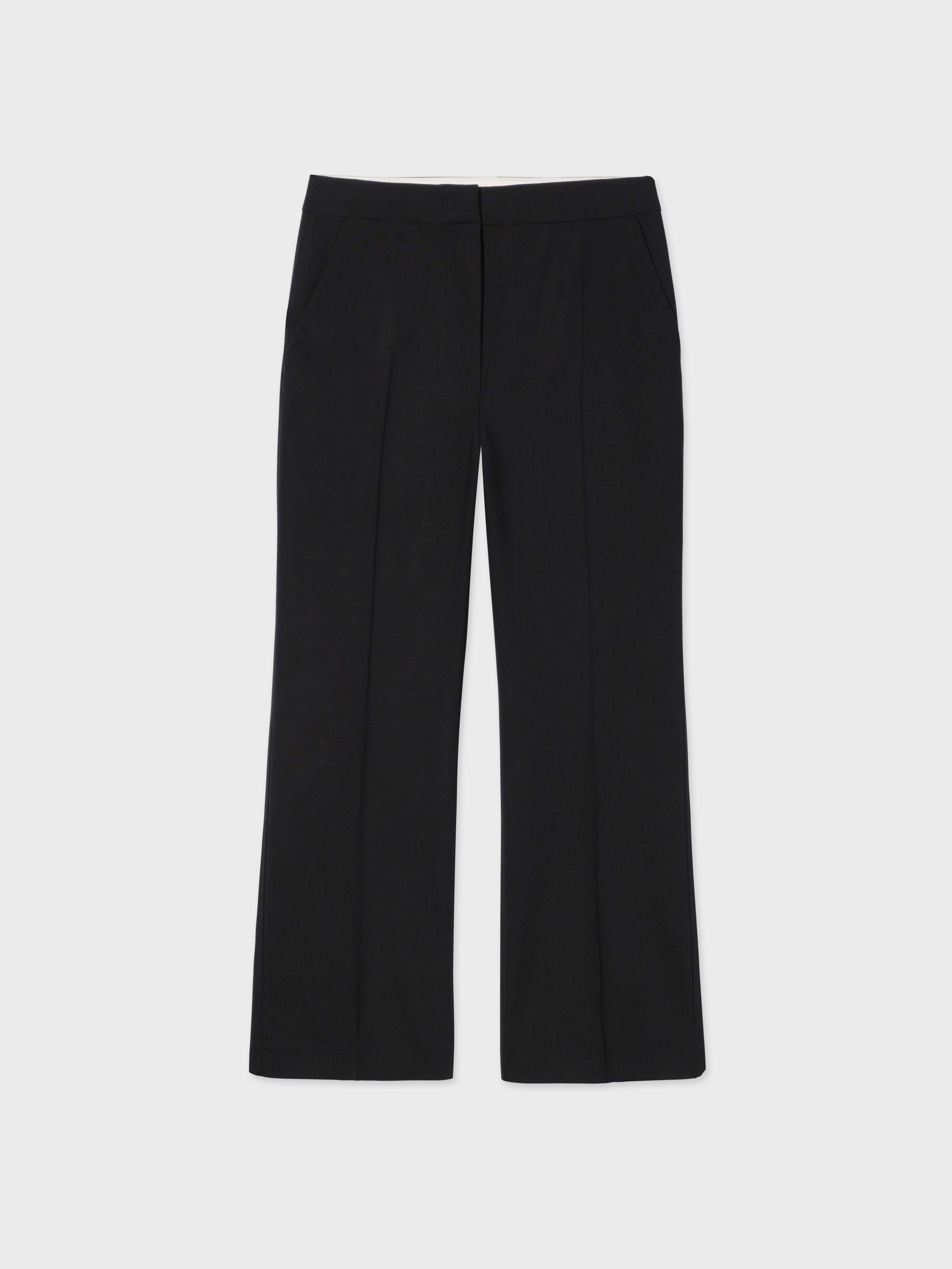 Cropped Cigarette Trouser in Virgin Wool - Black