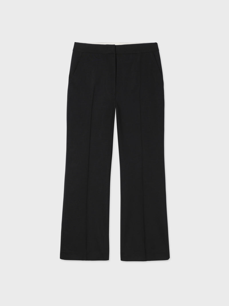 Cropped Cigarette Trouser in Virgin Wool - Black - CO