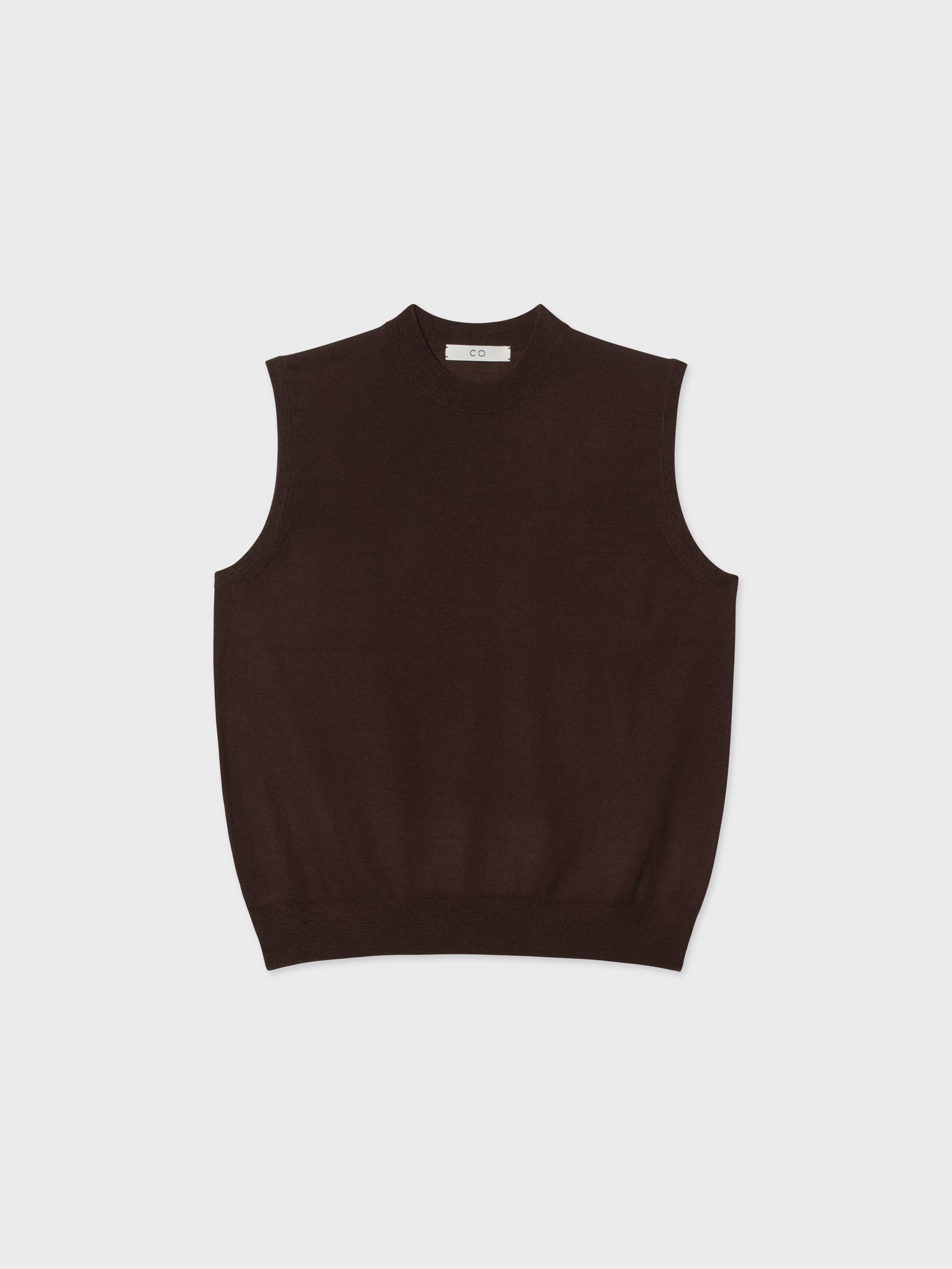 Shell Tank in Fine Cashmere - Chocolate
