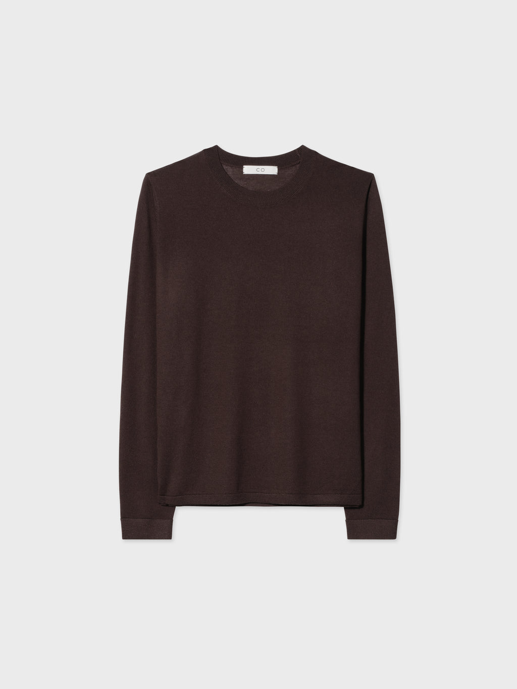 Long Sleeve Crew in Fine Cashmere - Chocolate - CO