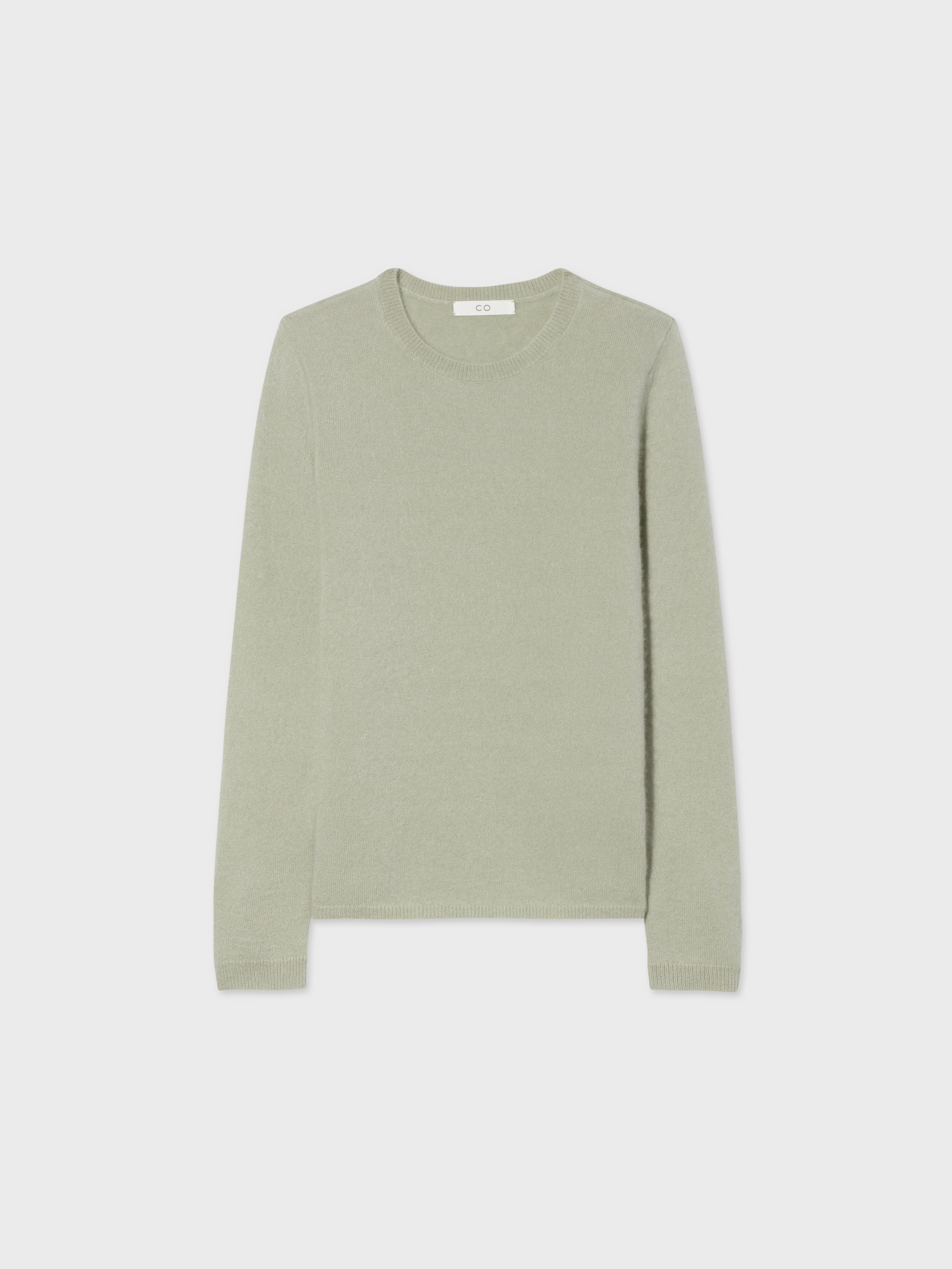 Long Sleeve Crew Sweater in Fine Cashmere - Light Green